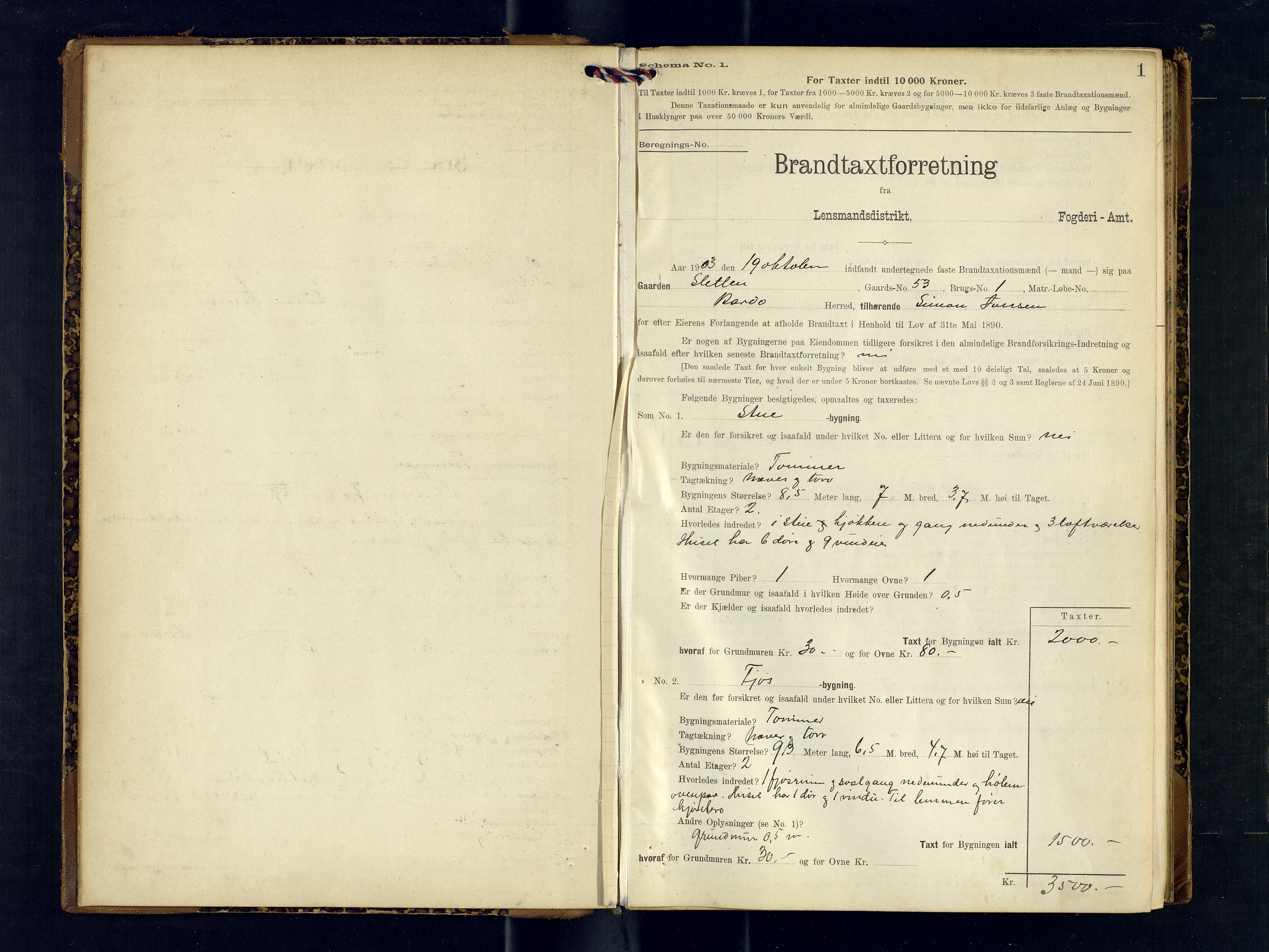 Salangen lensmannskontor, AV/SATØ-SATO-97/Fo/L0120: Branntakstprotokoller, 1903-1907