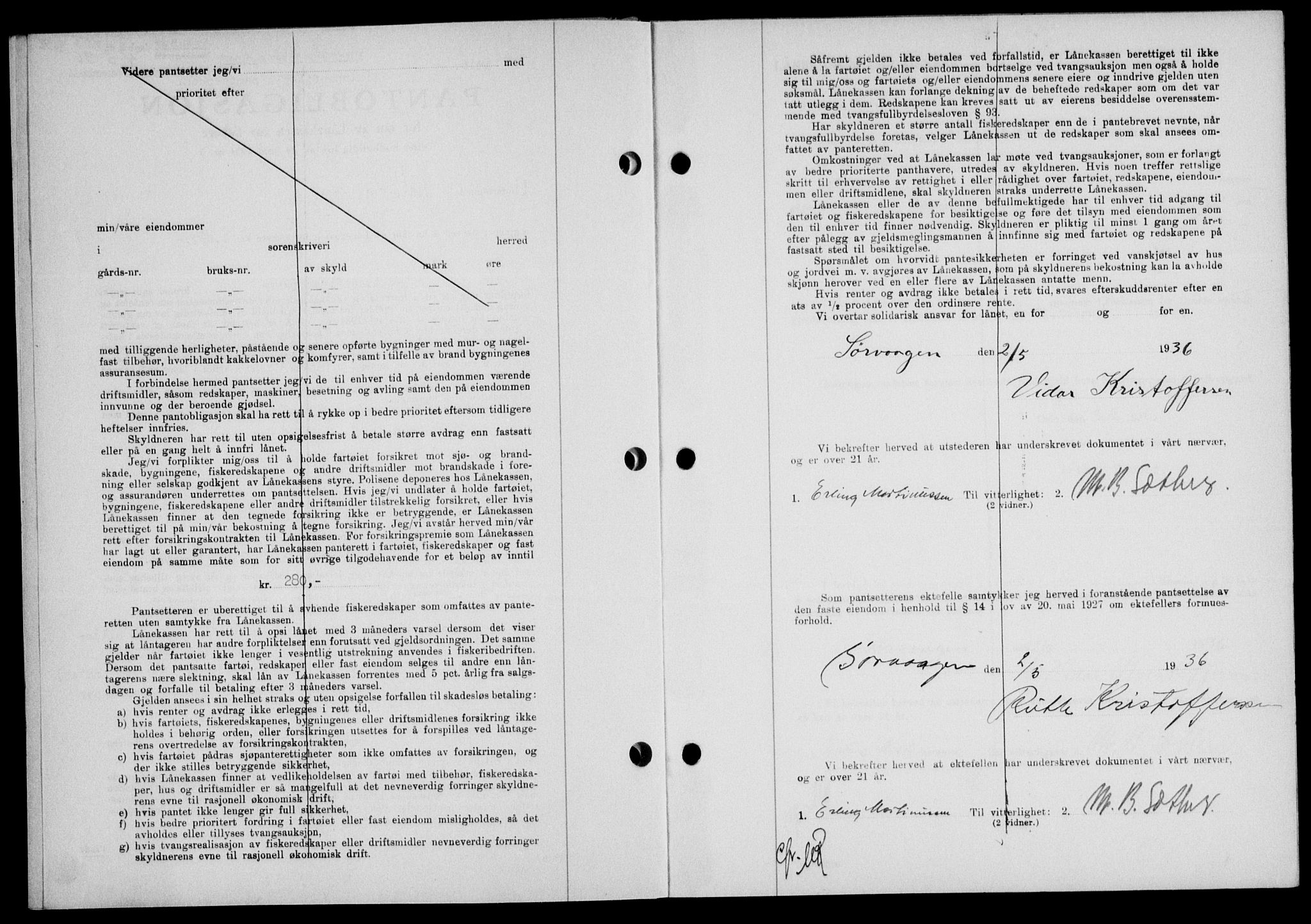 Lofoten sorenskriveri, SAT/A-0017/1/2/2C/L0033b: Pantebok nr. 33b, 1936-1936, Dagboknr: 755/1936