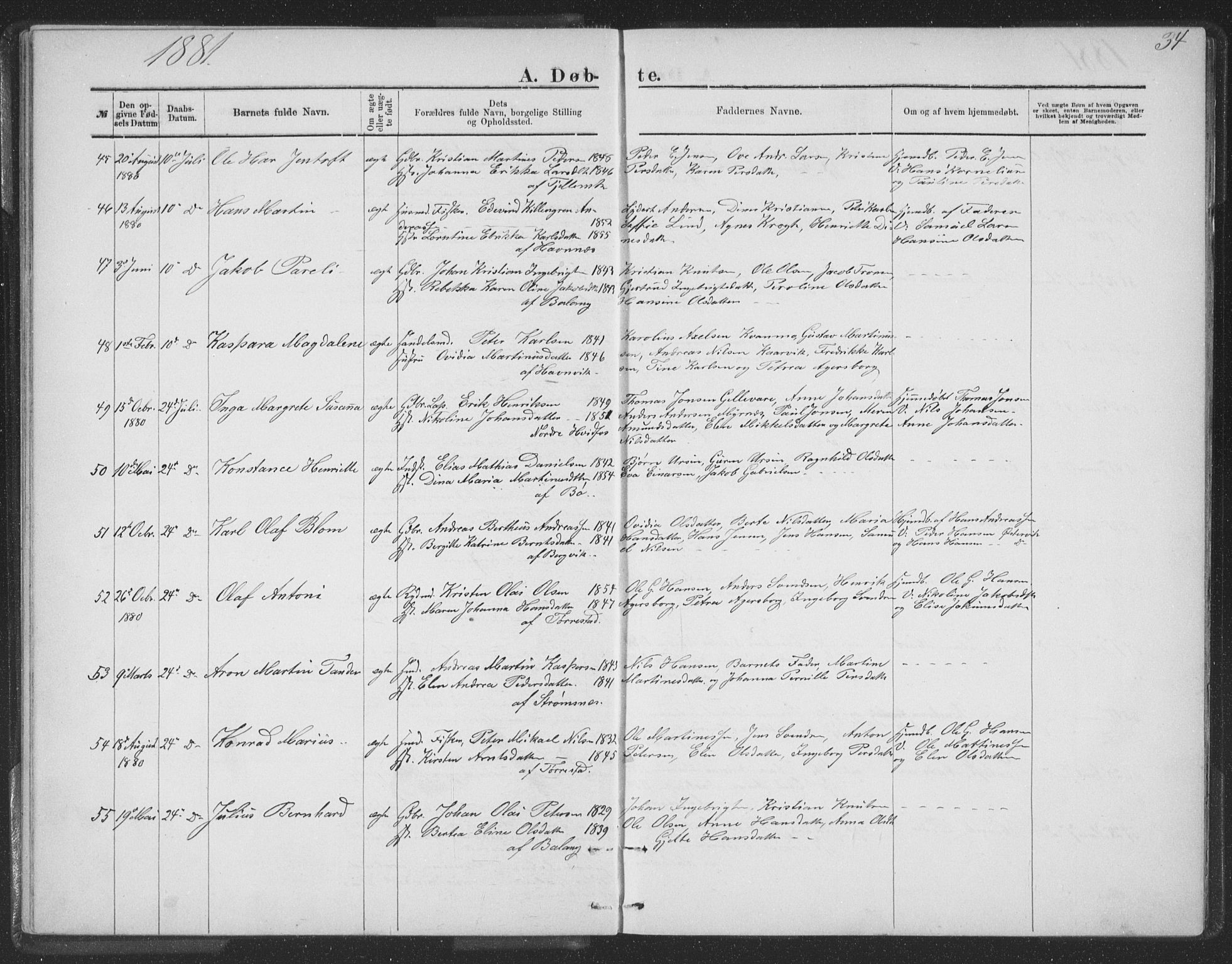 Ministerialprotokoller, klokkerbøker og fødselsregistre - Nordland, SAT/A-1459/863/L0913: Klokkerbok nr. 863C03, 1877-1885, s. 34