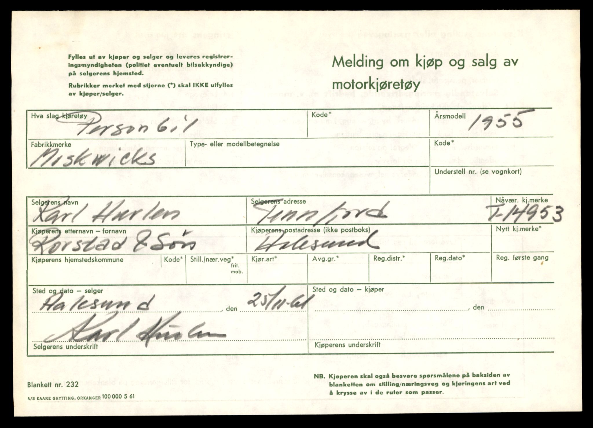 Møre og Romsdal vegkontor - Ålesund trafikkstasjon, AV/SAT-A-4099/F/Fe/L0049: Registreringskort for kjøretøy T 14864 - T 18613, 1927-1998, s. 2049
