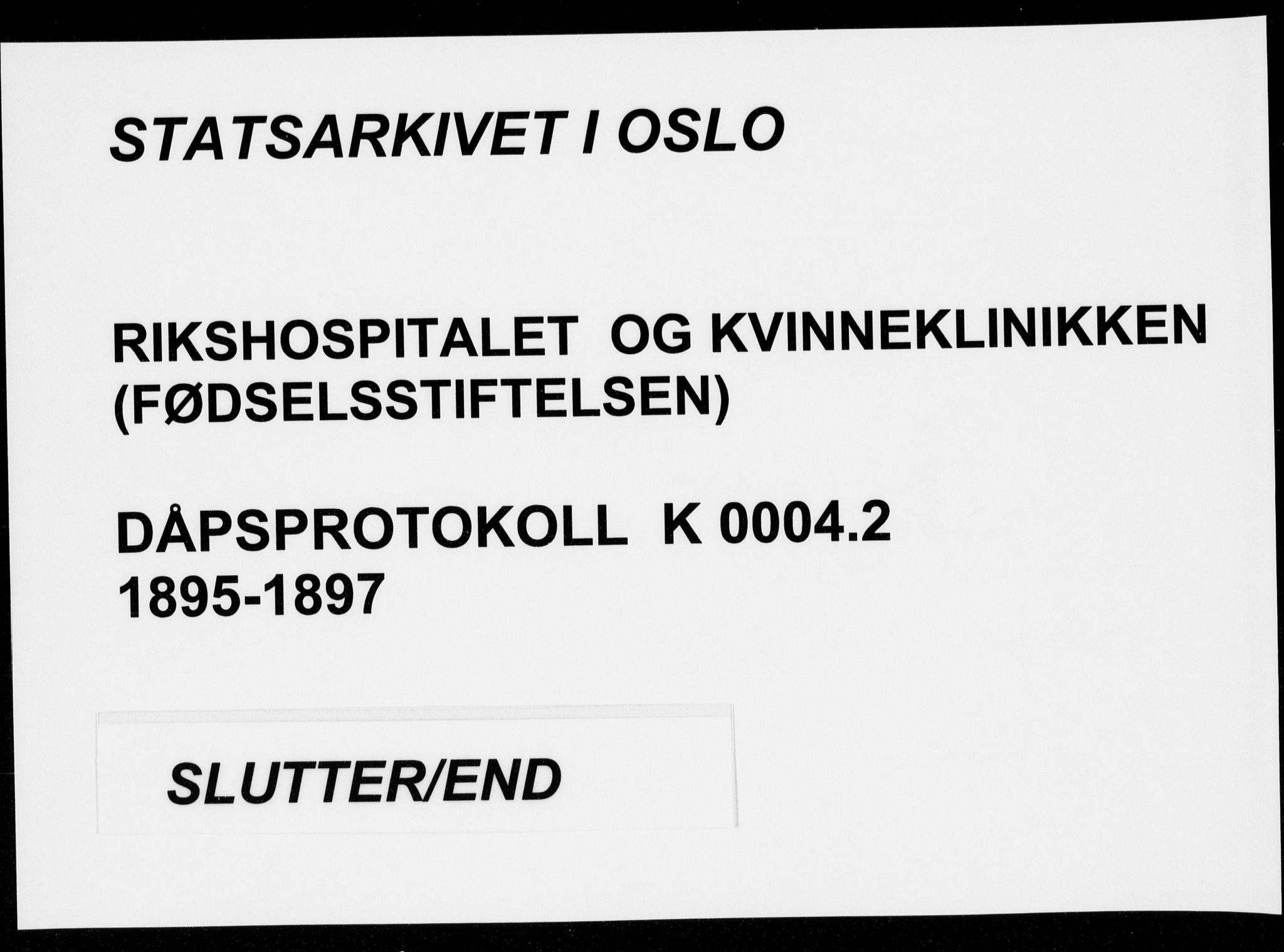 Rikshospitalet prestekontor Kirkebøker, AV/SAO-A-10309b/K/L0004/0002: Dåpsbok nr. 4.2, 1895-1897