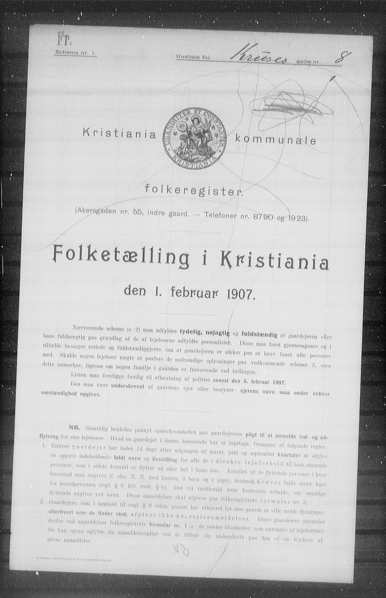 OBA, Kommunal folketelling 1.2.1907 for Kristiania kjøpstad, 1907, s. 28075