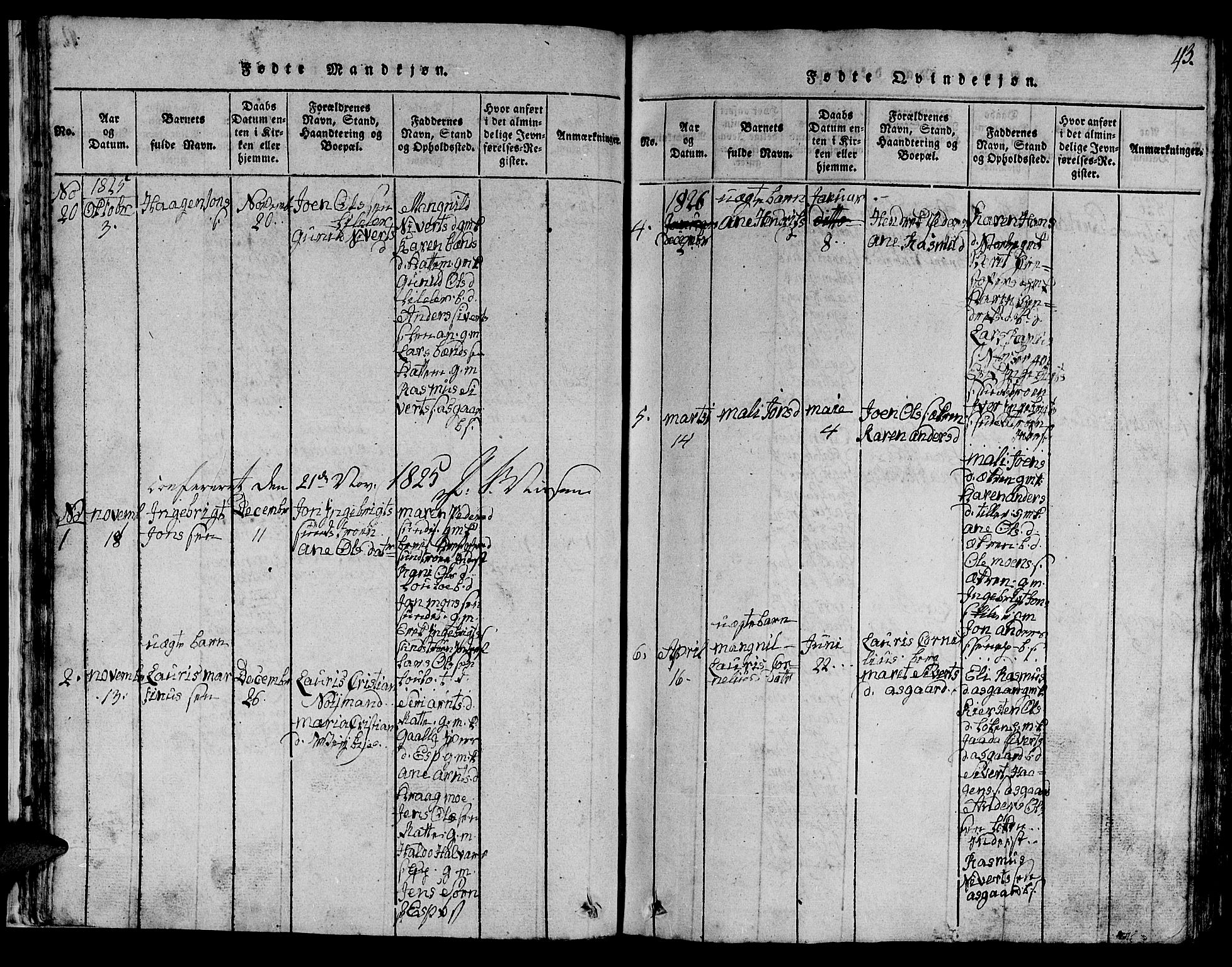 Ministerialprotokoller, klokkerbøker og fødselsregistre - Sør-Trøndelag, AV/SAT-A-1456/613/L0393: Klokkerbok nr. 613C01, 1816-1886, s. 43