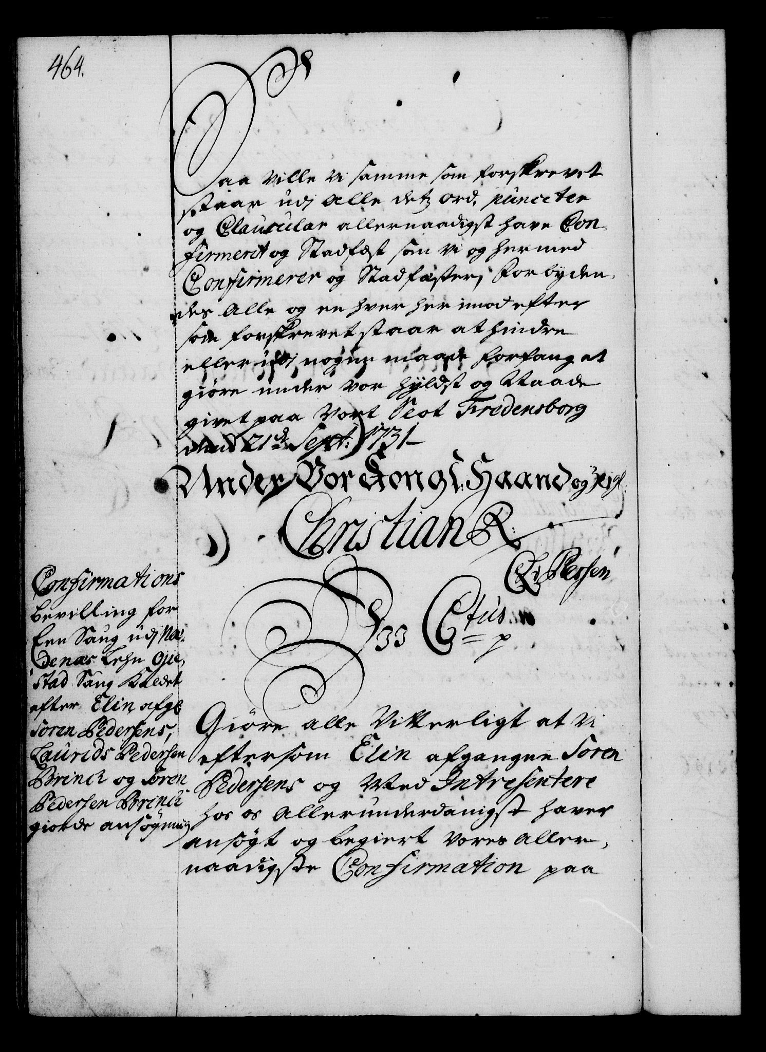 Rentekammeret, Kammerkanselliet, RA/EA-3111/G/Gg/Gga/L0003: Norsk ekspedisjonsprotokoll med register (merket RK 53.3), 1727-1734, s. 464