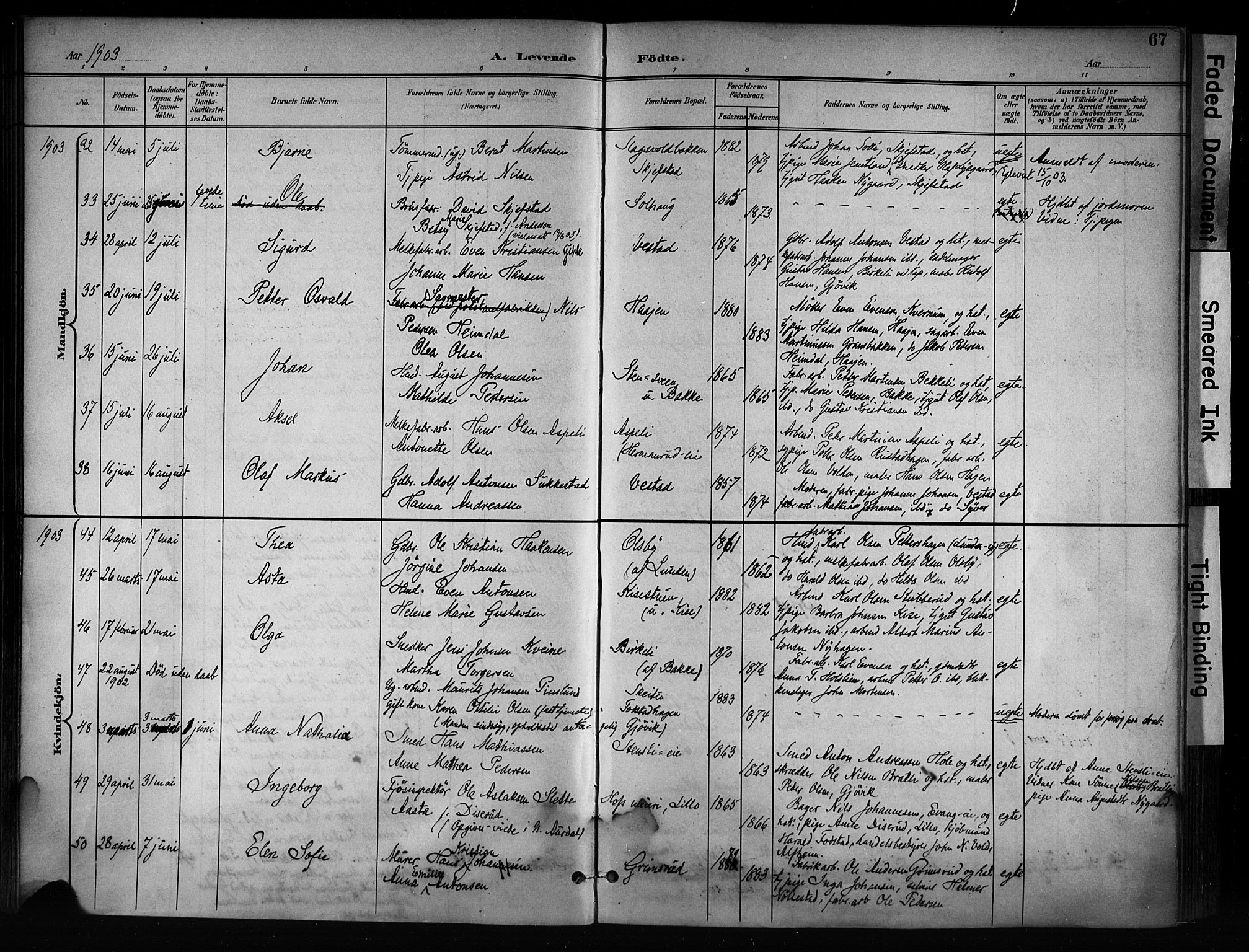 Østre Toten prestekontor, AV/SAH-PREST-104/H/Ha/Haa/L0008: Ministerialbok nr. 8, 1897-1909, s. 67