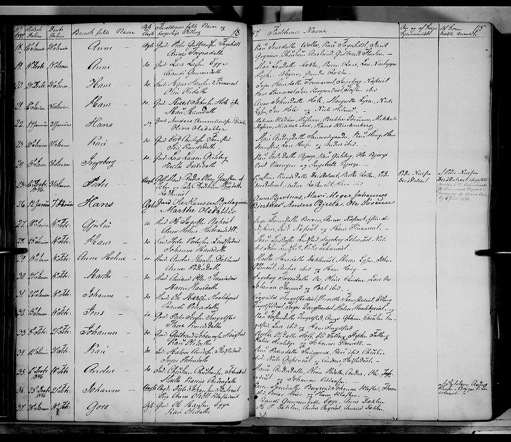 Gran prestekontor, AV/SAH-PREST-112/H/Ha/Haa/L0011: Ministerialbok nr. 11, 1842-1856, s. 114-115