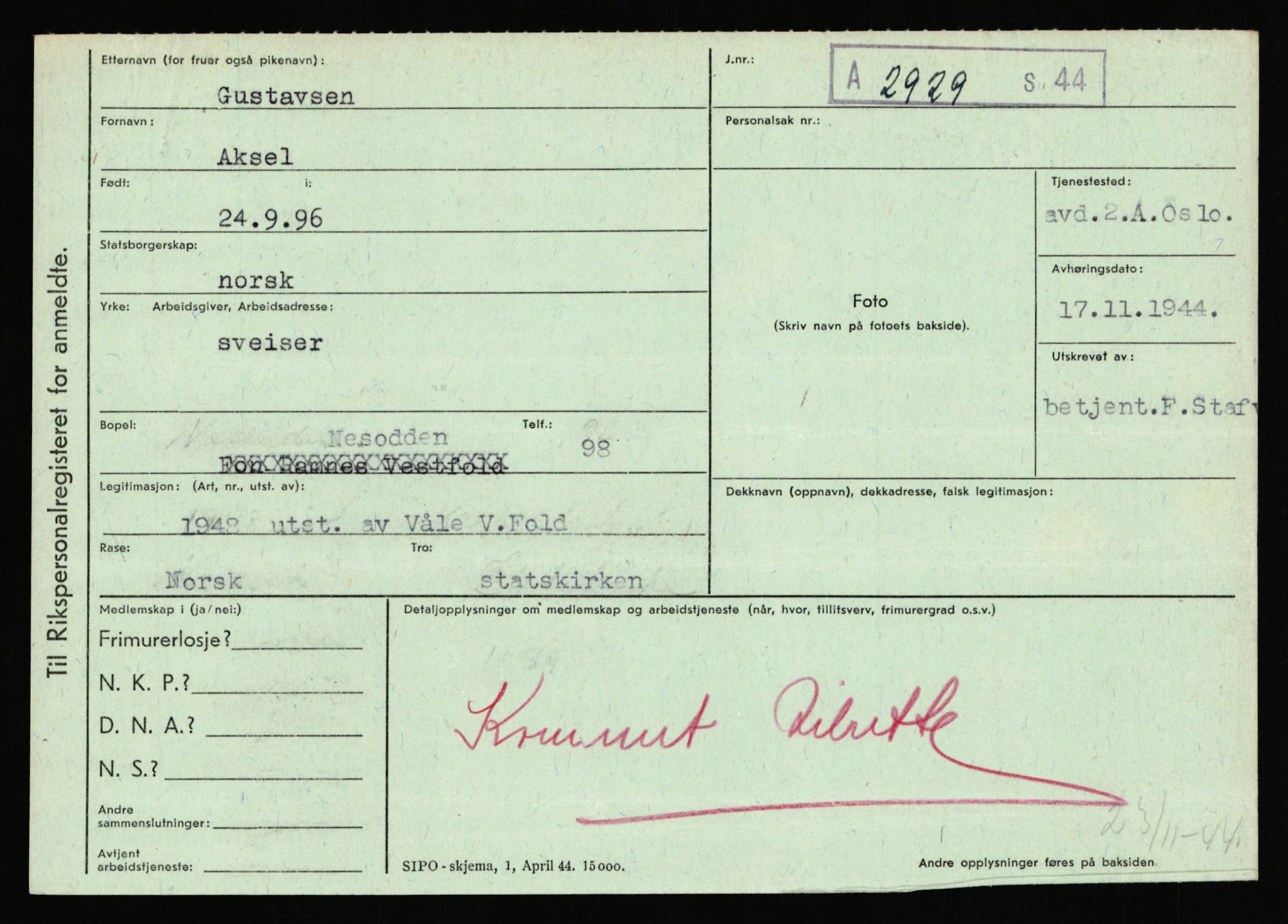 Statspolitiet - Hovedkontoret / Osloavdelingen, AV/RA-S-1329/C/Ca/L0005: Furali - Hamula, 1943-1945, s. 3226