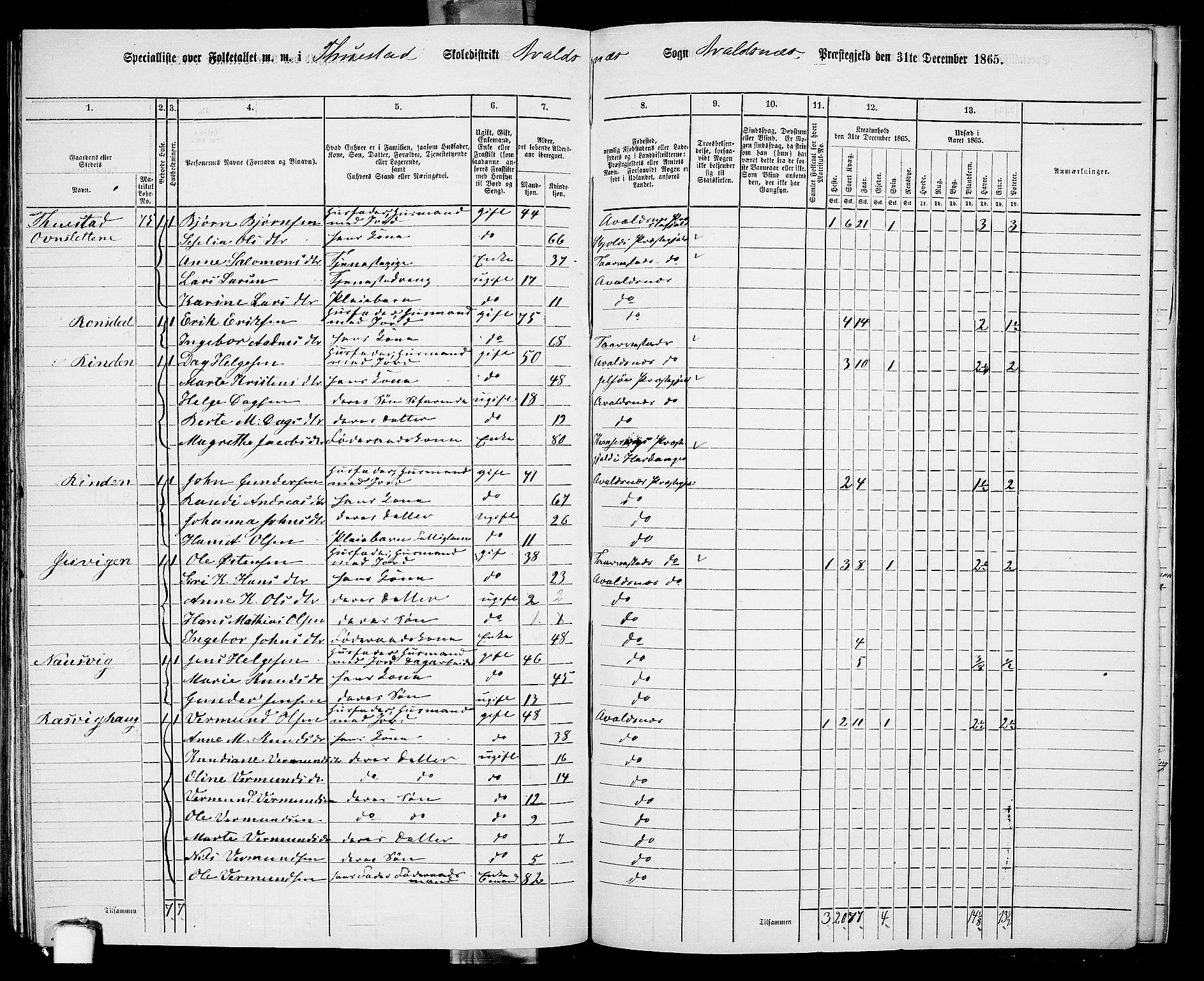 RA, Folketelling 1865 for 1147P Avaldsnes prestegjeld, 1865, s. 221
