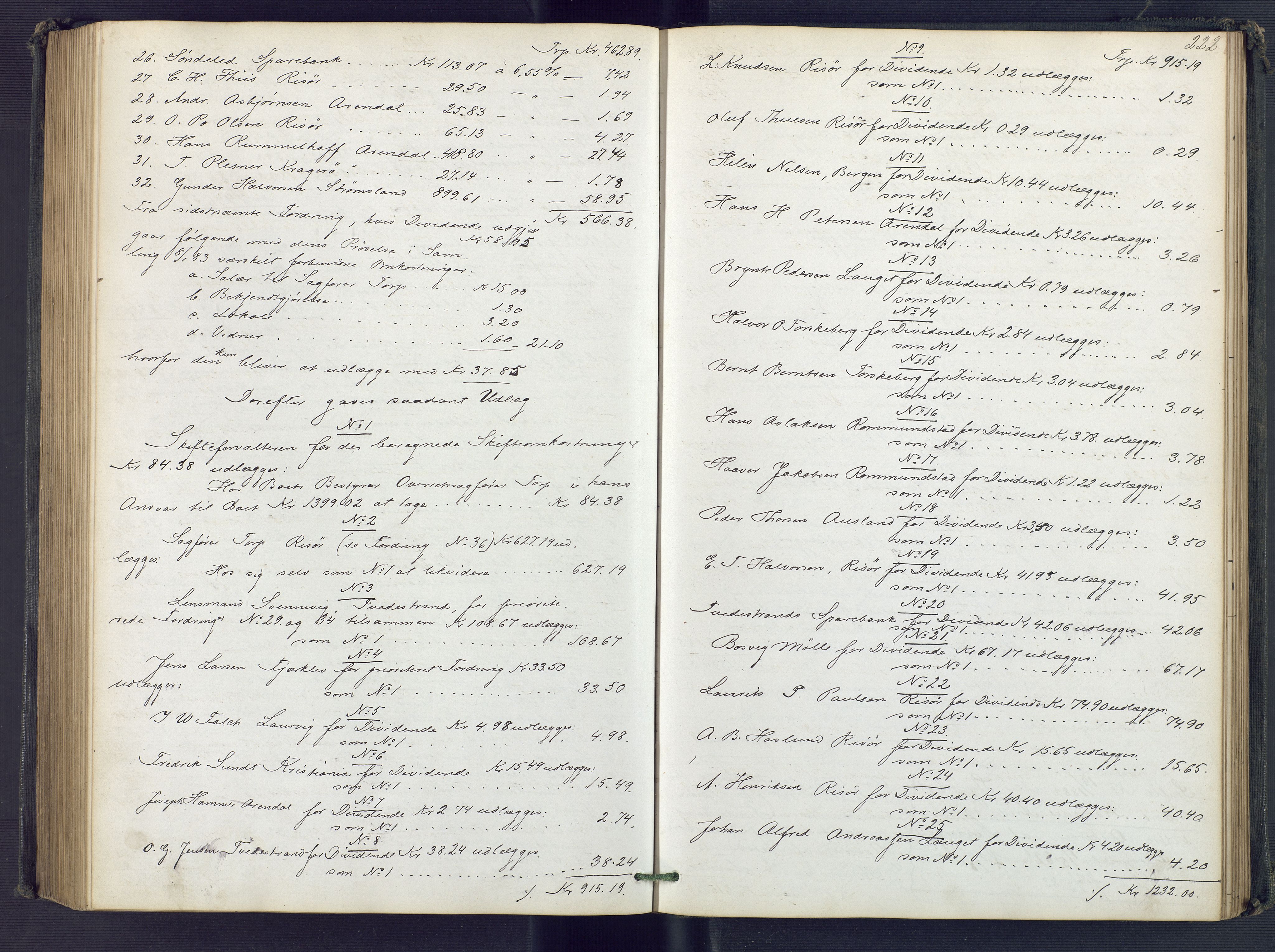 Holt sorenskriveri, AV/SAK-1221-0002/H/Hc/L0033: Skifteutlodningsprotokoll nr. 8, 1879-1884, s. 221b-222a