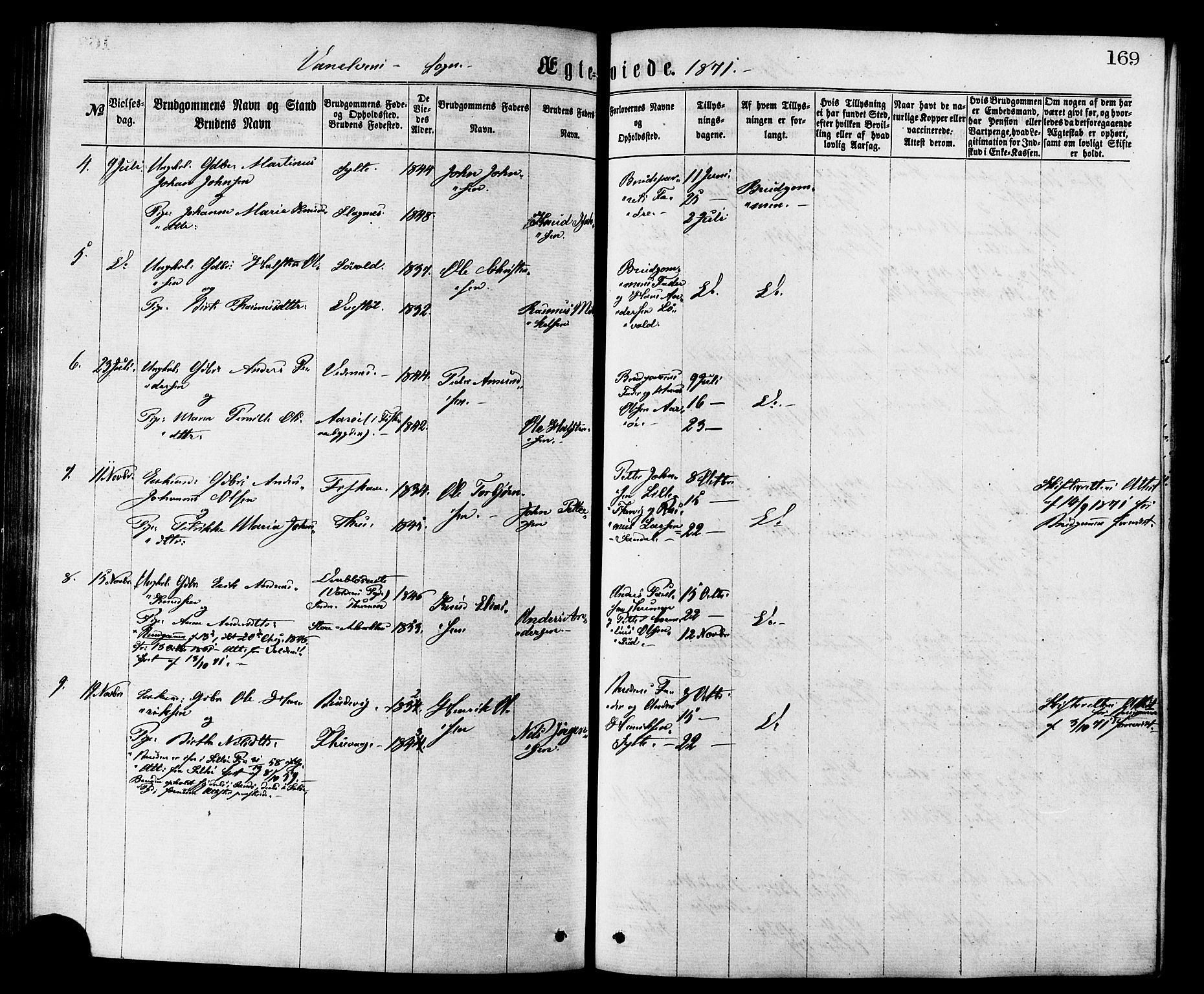 Ministerialprotokoller, klokkerbøker og fødselsregistre - Møre og Romsdal, AV/SAT-A-1454/501/L0007: Ministerialbok nr. 501A07, 1868-1884, s. 169