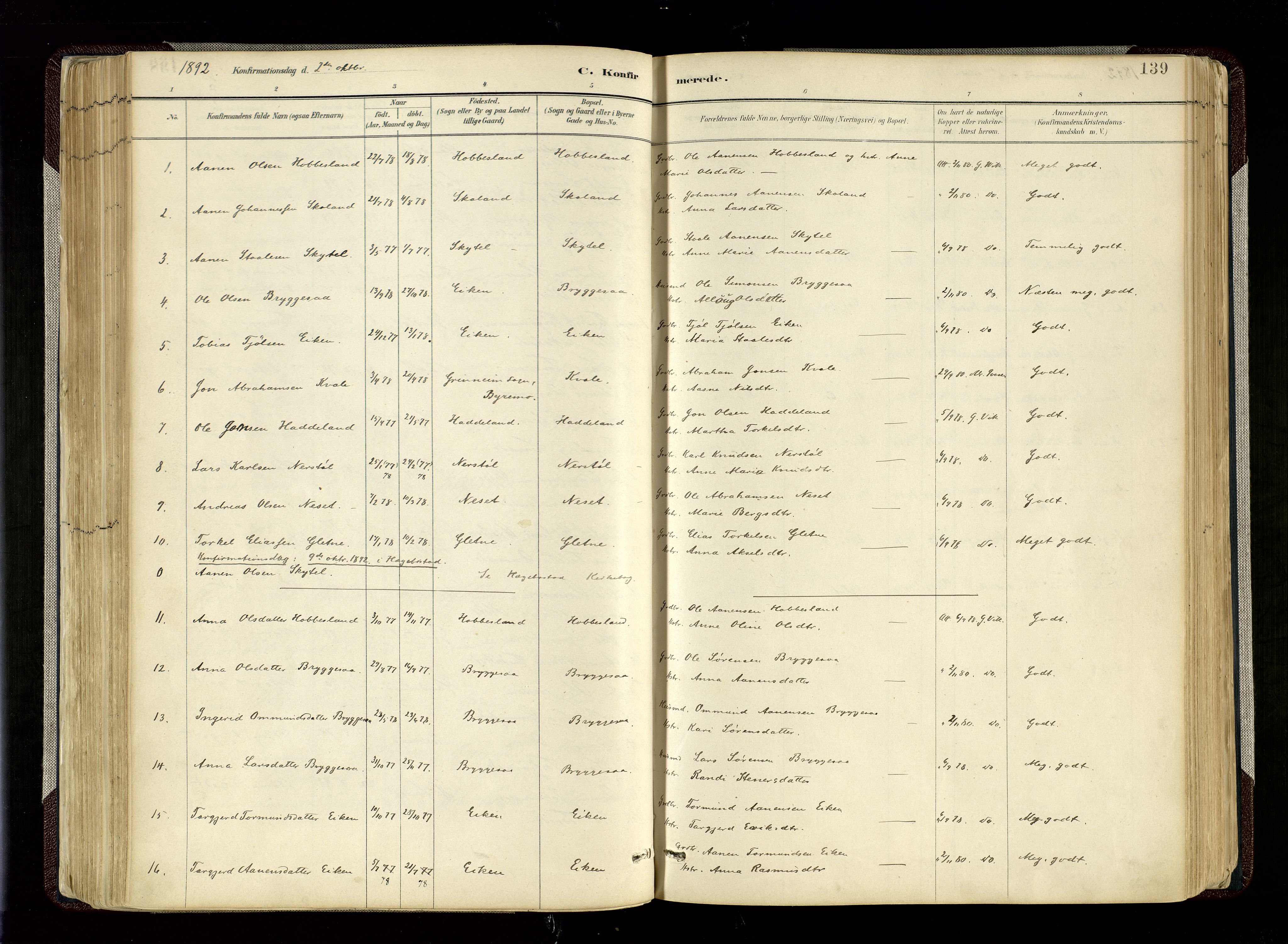 Hægebostad sokneprestkontor, SAK/1111-0024/F/Fa/Fab/L0004: Ministerialbok nr. A 4, 1887-1929, s. 139