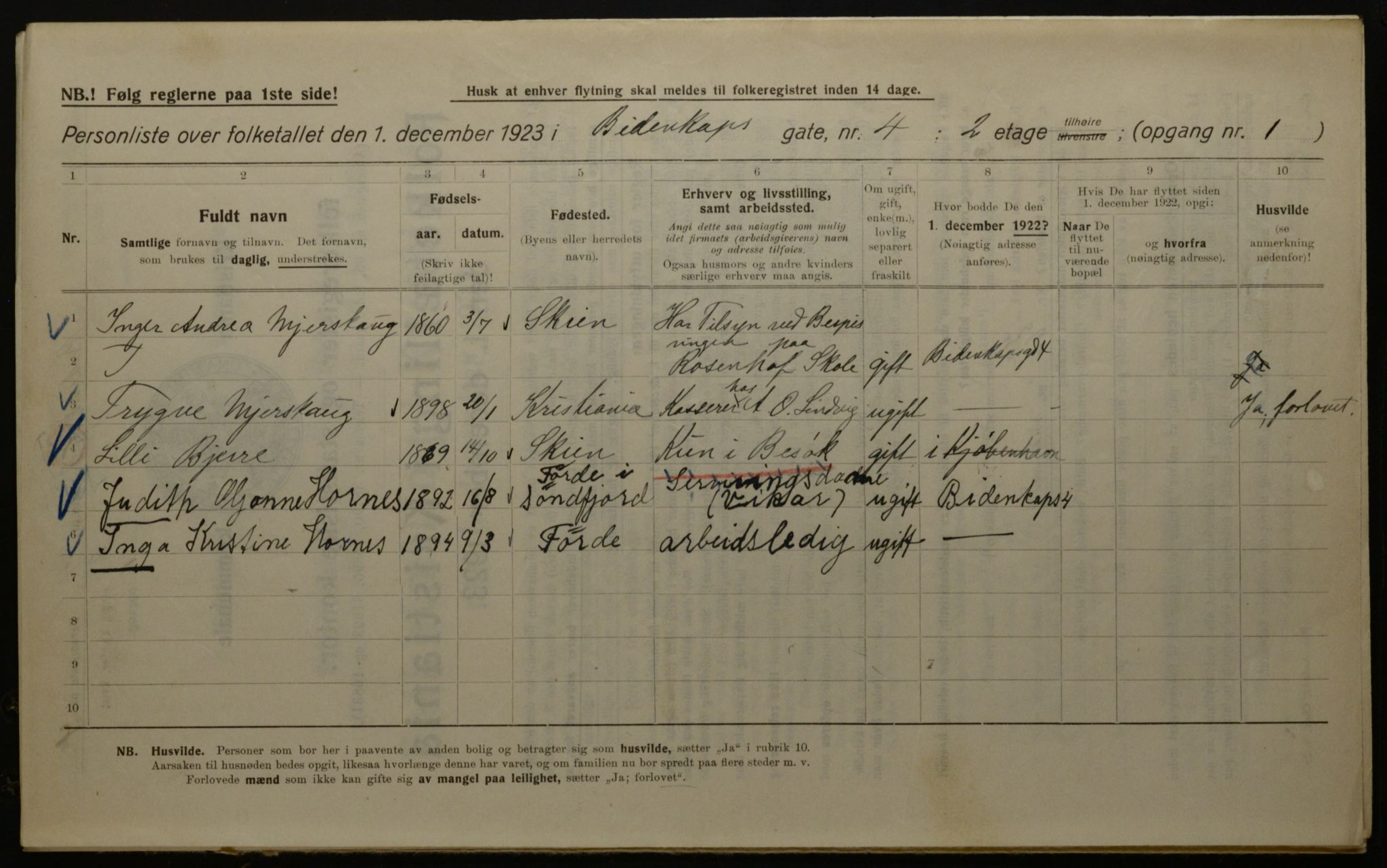 OBA, Kommunal folketelling 1.12.1923 for Kristiania, 1923, s. 5787