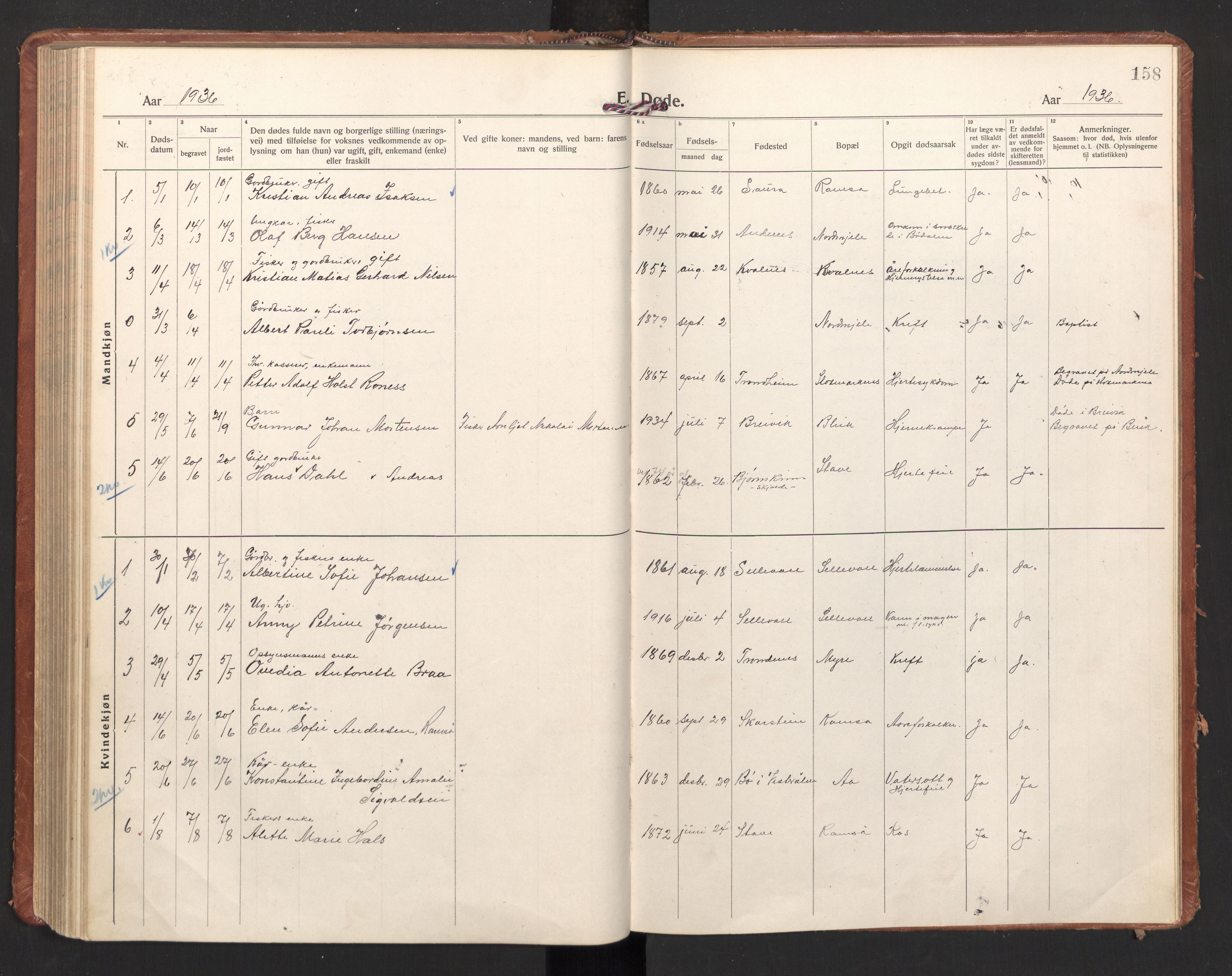 Ministerialprotokoller, klokkerbøker og fødselsregistre - Nordland, AV/SAT-A-1459/897/L1408: Ministerialbok nr. 897A15, 1922-1938, s. 158