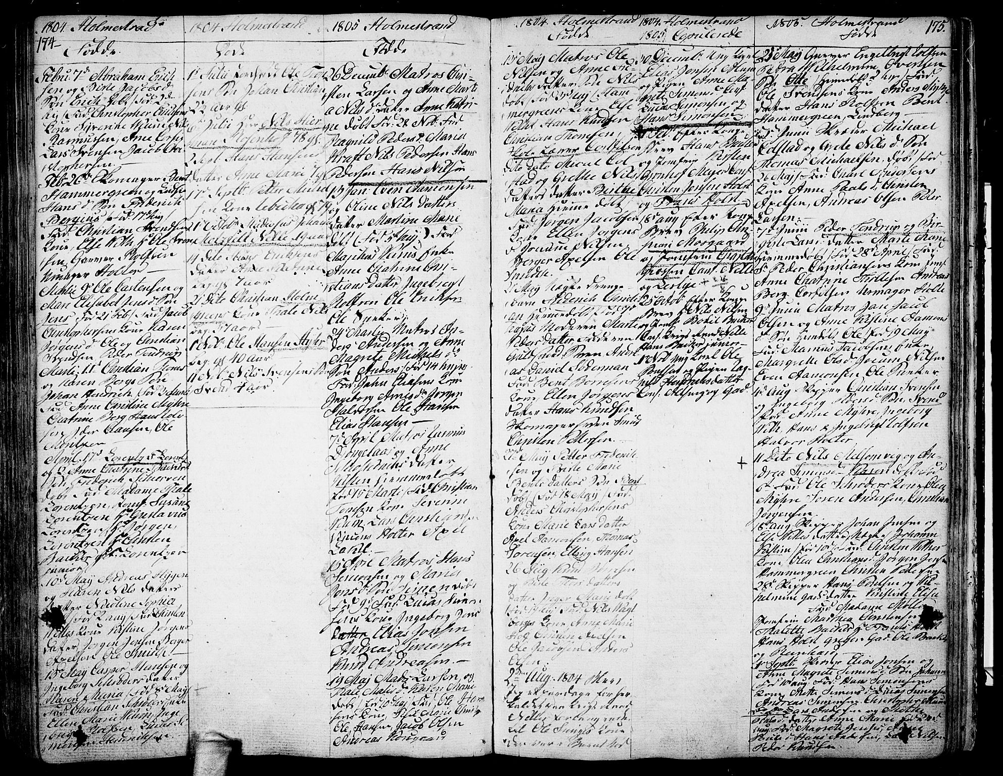 Botne kirkebøker, AV/SAKO-A-340/F/Fa/L0003: Ministerialbok nr. I 3 /2, 1799-1819, s. 174-175