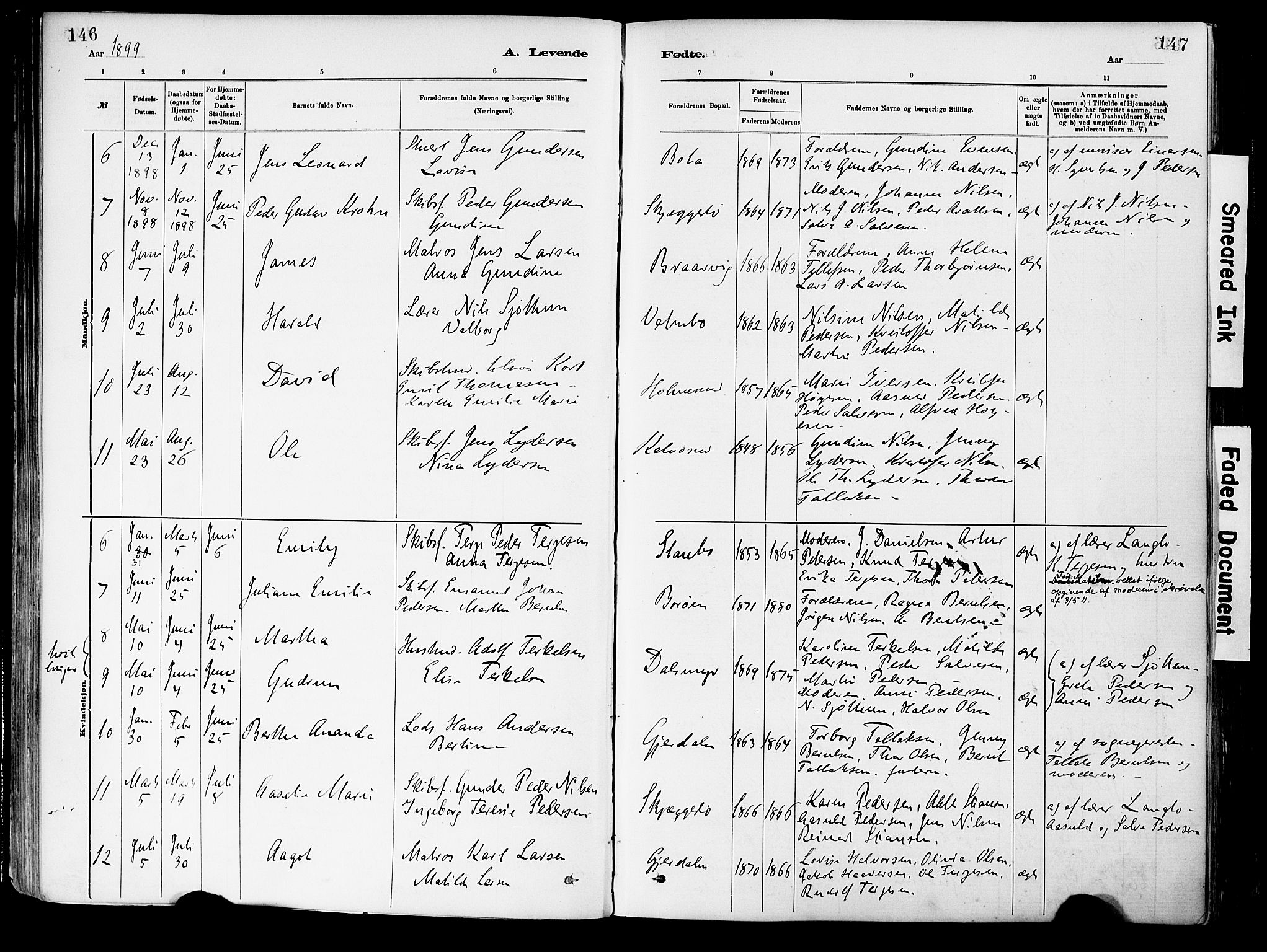 Dypvåg sokneprestkontor, AV/SAK-1111-0007/F/Fa/Fab/L0001: Ministerialbok nr. A 1, 1885-1912, s. 146-147