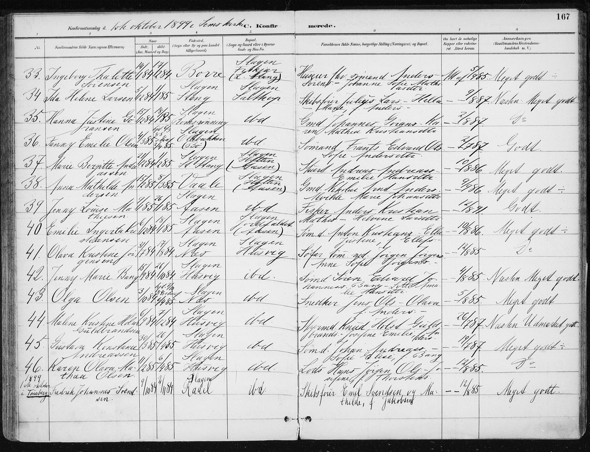 Sem kirkebøker, AV/SAKO-A-5/F/Fb/L0005: Ministerialbok nr. II 5, 1892-1904, s. 167