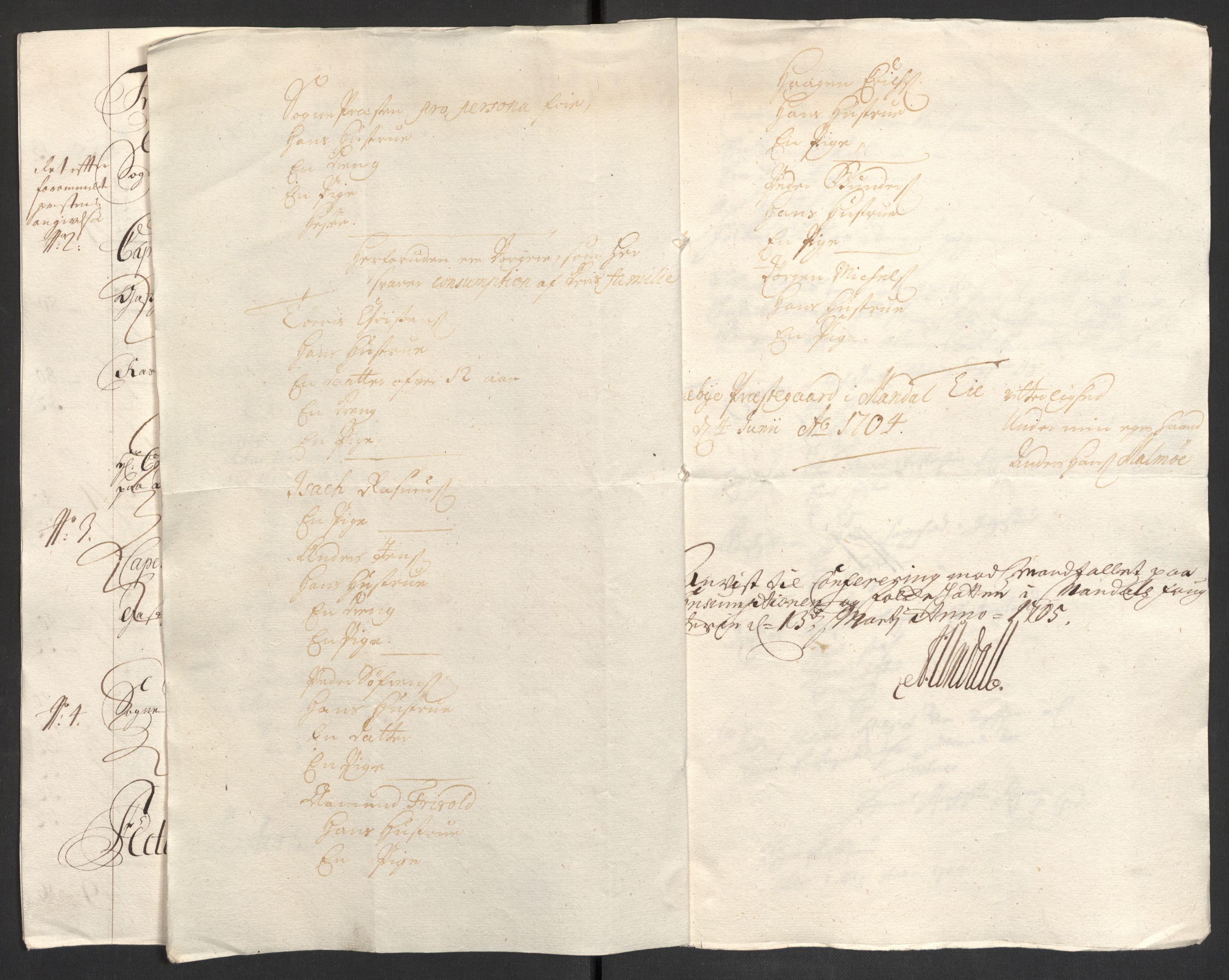 Rentekammeret inntil 1814, Reviderte regnskaper, Fogderegnskap, AV/RA-EA-4092/R43/L2550: Fogderegnskap Lista og Mandal, 1703-1704, s. 316