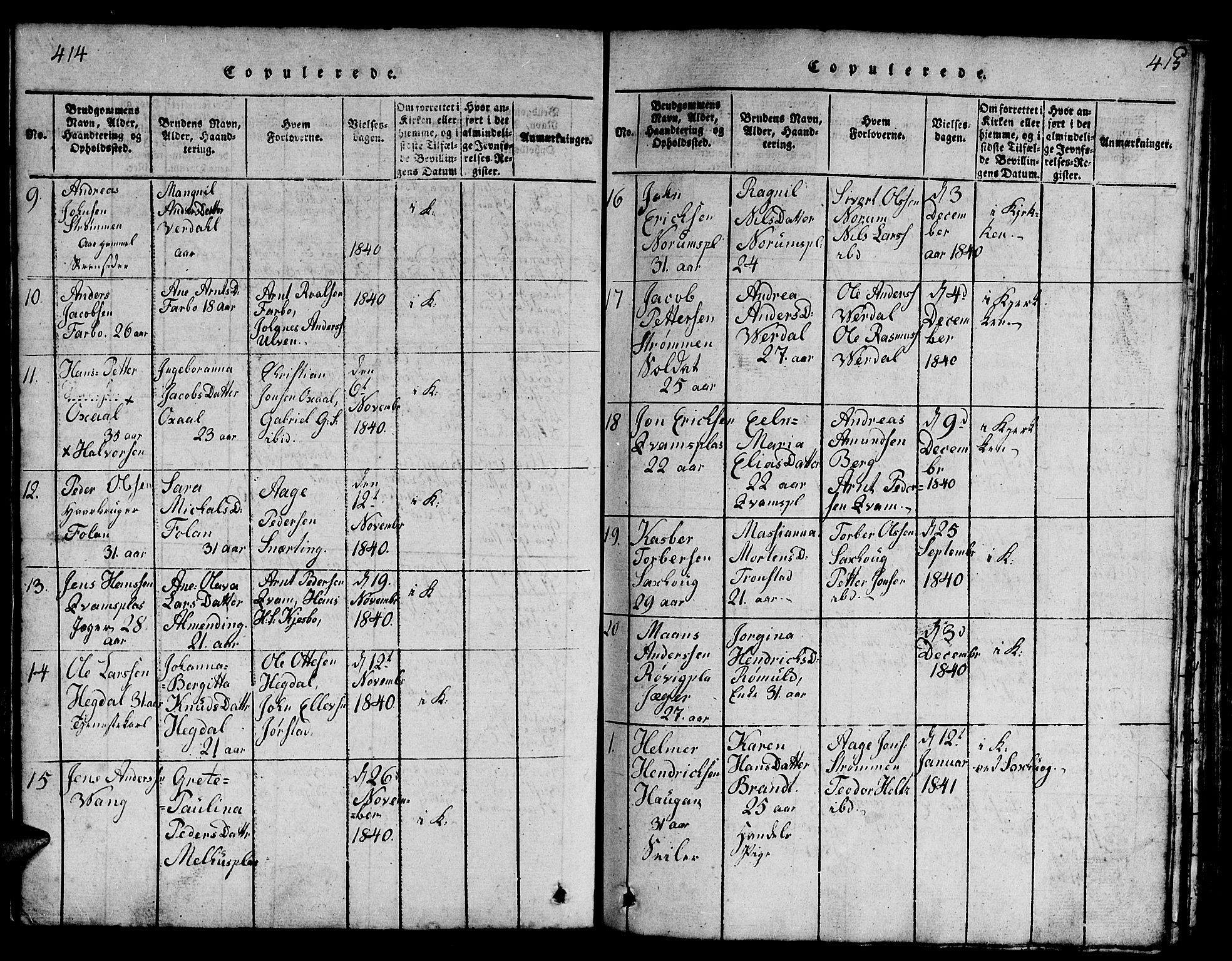 Ministerialprotokoller, klokkerbøker og fødselsregistre - Nord-Trøndelag, SAT/A-1458/730/L0298: Klokkerbok nr. 730C01, 1816-1849, s. 414-415