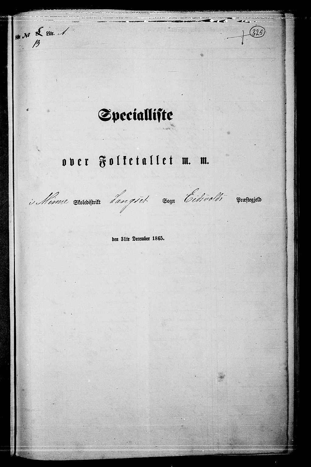 RA, Folketelling 1865 for 0237P Eidsvoll prestegjeld, 1865, s. 290