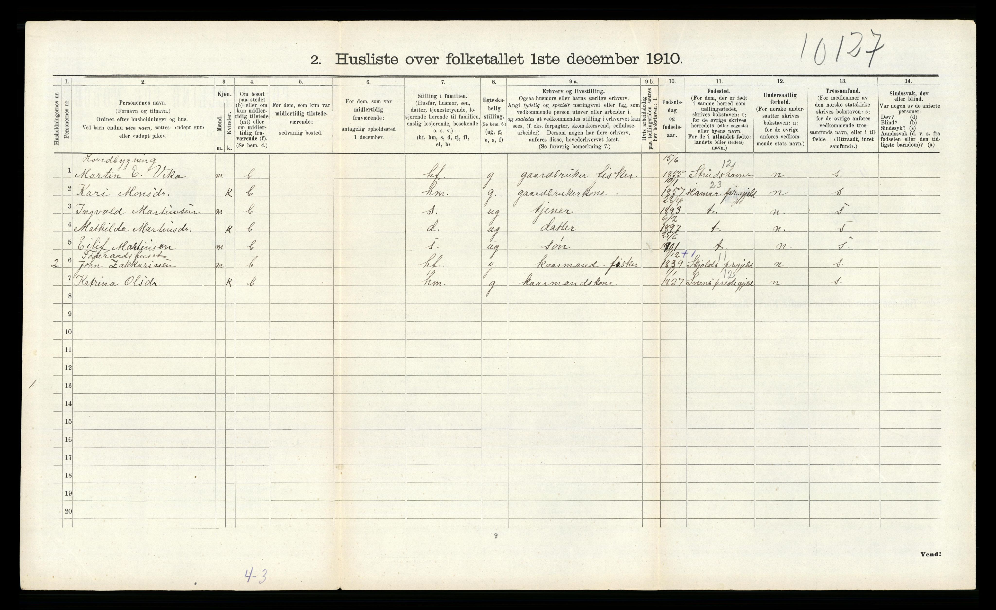 RA, Folketelling 1910 for 1218 Finnås herred, 1910, s. 1461