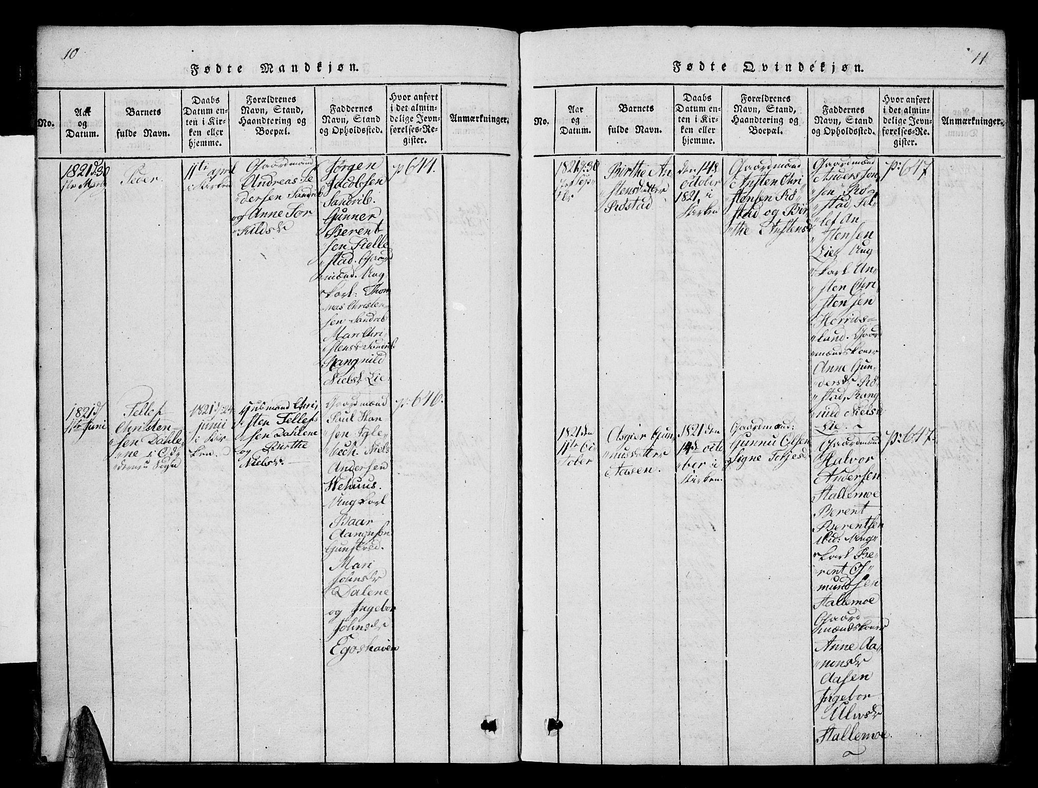 Vennesla sokneprestkontor, AV/SAK-1111-0045/Fa/Fac/L0003: Ministerialbok nr. A 3, 1820-1834, s. 10-11