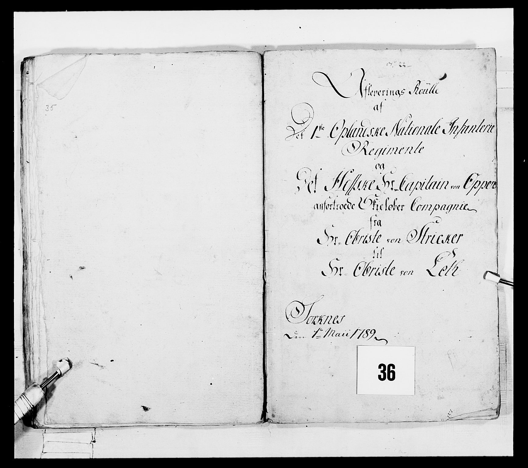 Generalitets- og kommissariatskollegiet, Det kongelige norske kommissariatskollegium, AV/RA-EA-5420/E/Eh/L0061: 1. Opplandske nasjonale infanteriregiment, 1789, s. 665
