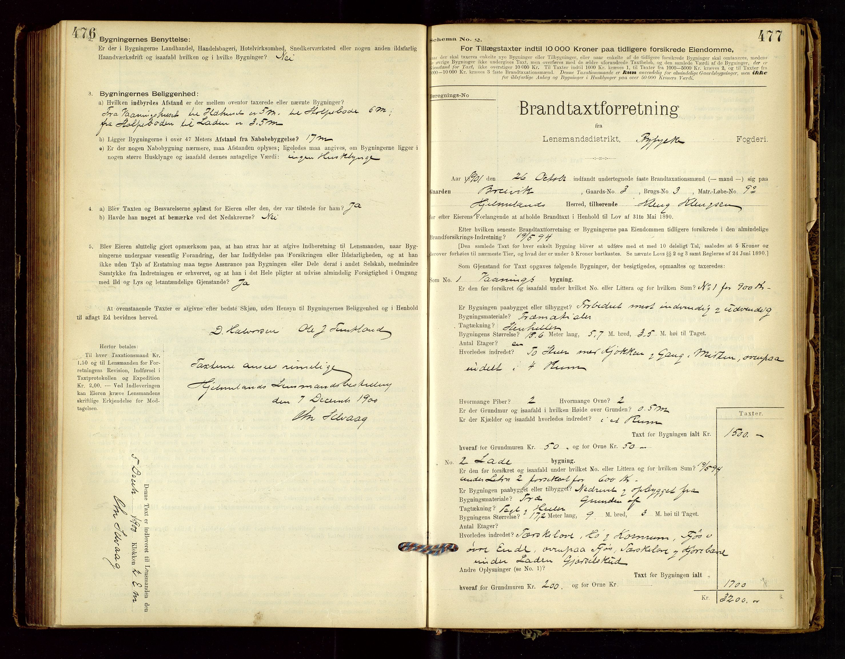 Hjelmeland lensmannskontor, SAST/A-100439/Gob/L0001: "Brandtaxationsprotokol", 1895-1932, s. 476-477