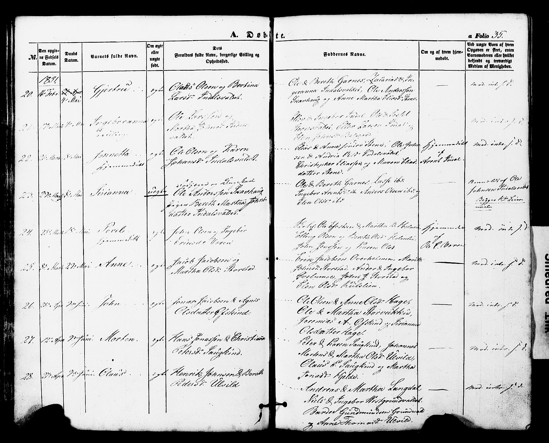 Ministerialprotokoller, klokkerbøker og fødselsregistre - Nord-Trøndelag, AV/SAT-A-1458/724/L0268: Klokkerbok nr. 724C04, 1846-1878, s. 35