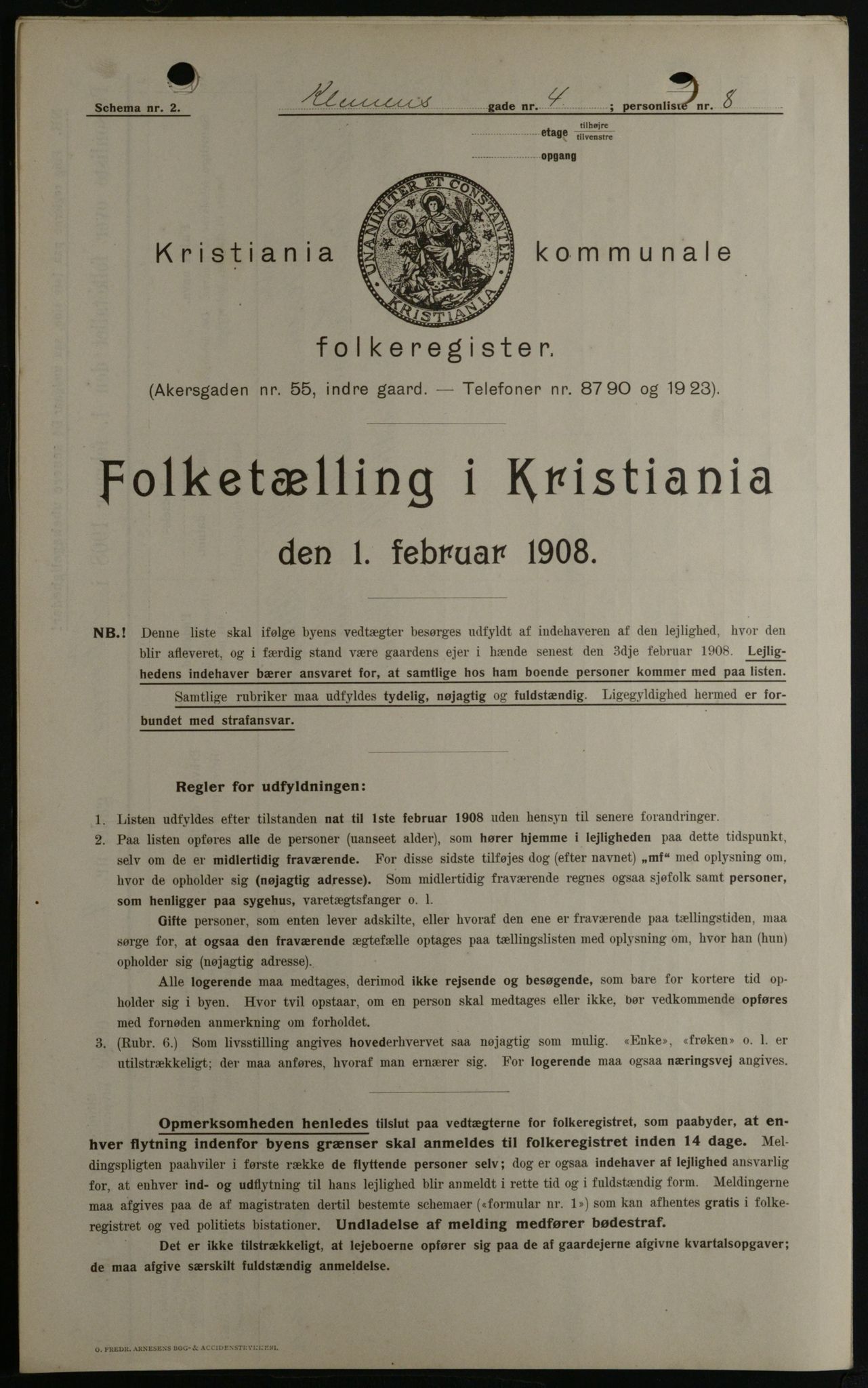 OBA, Kommunal folketelling 1.2.1908 for Kristiania kjøpstad, 1908, s. 12036