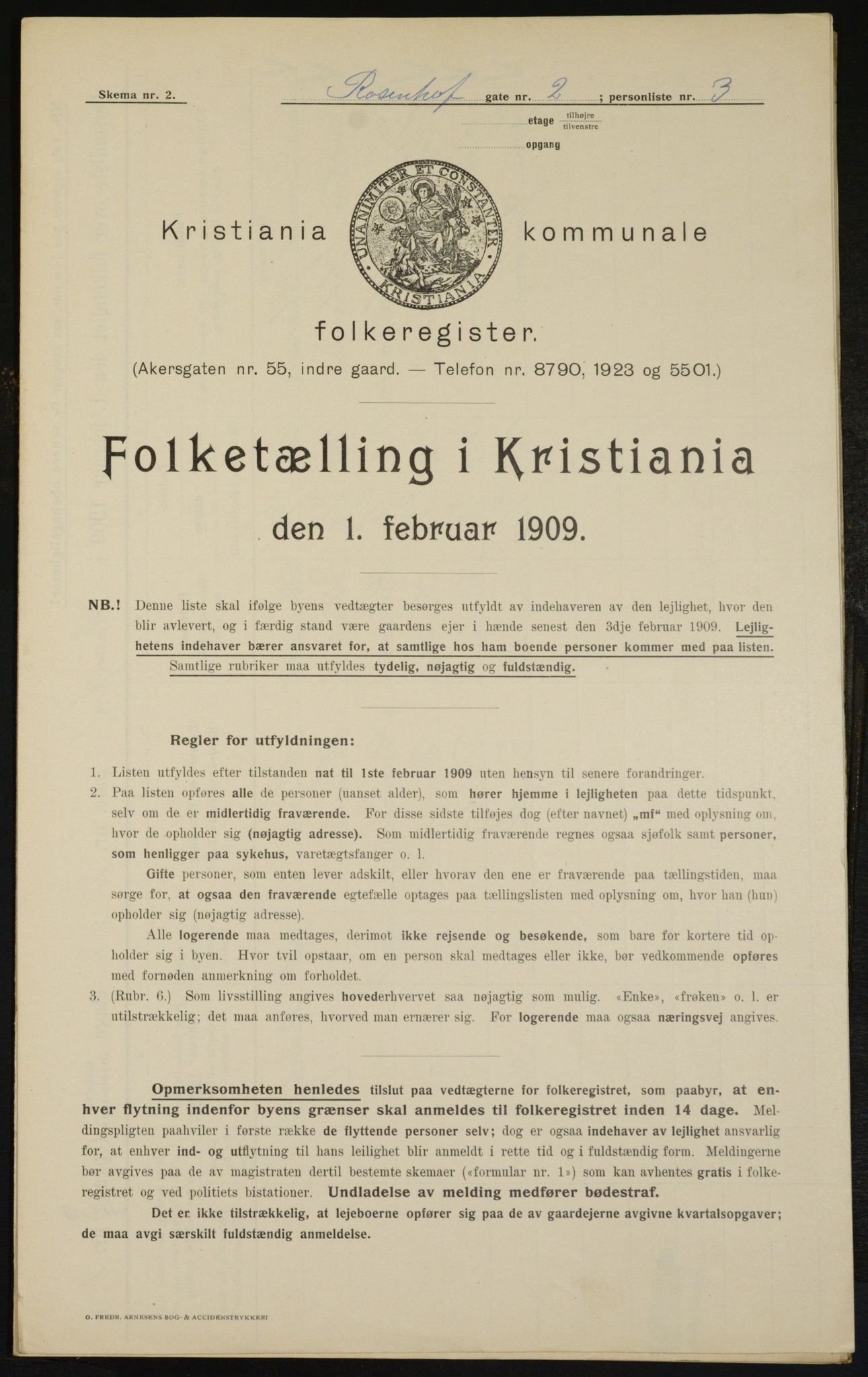 OBA, Kommunal folketelling 1.2.1909 for Kristiania kjøpstad, 1909, s. 75855