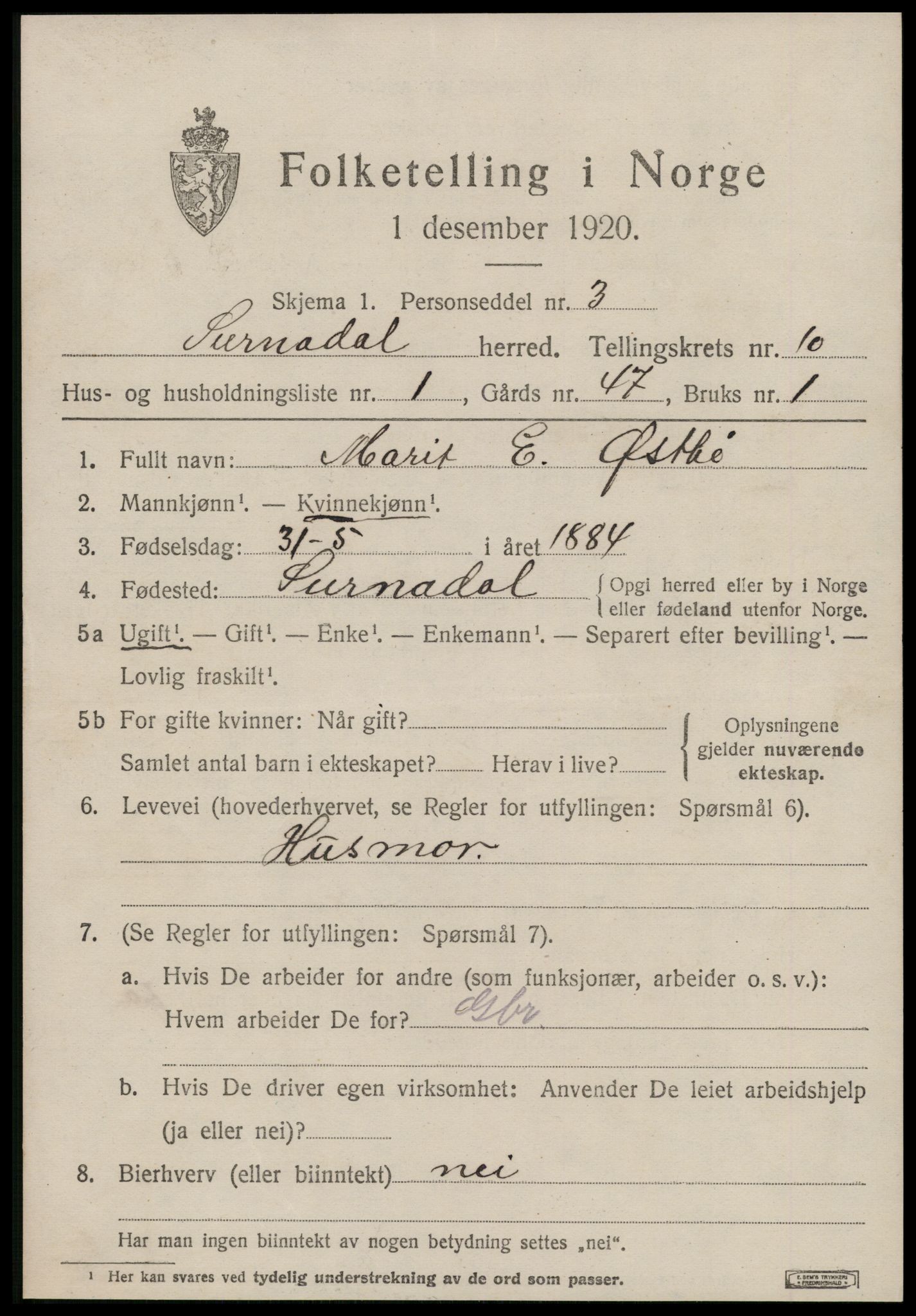 SAT, Folketelling 1920 for 1566 Surnadal herred, 1920, s. 6677