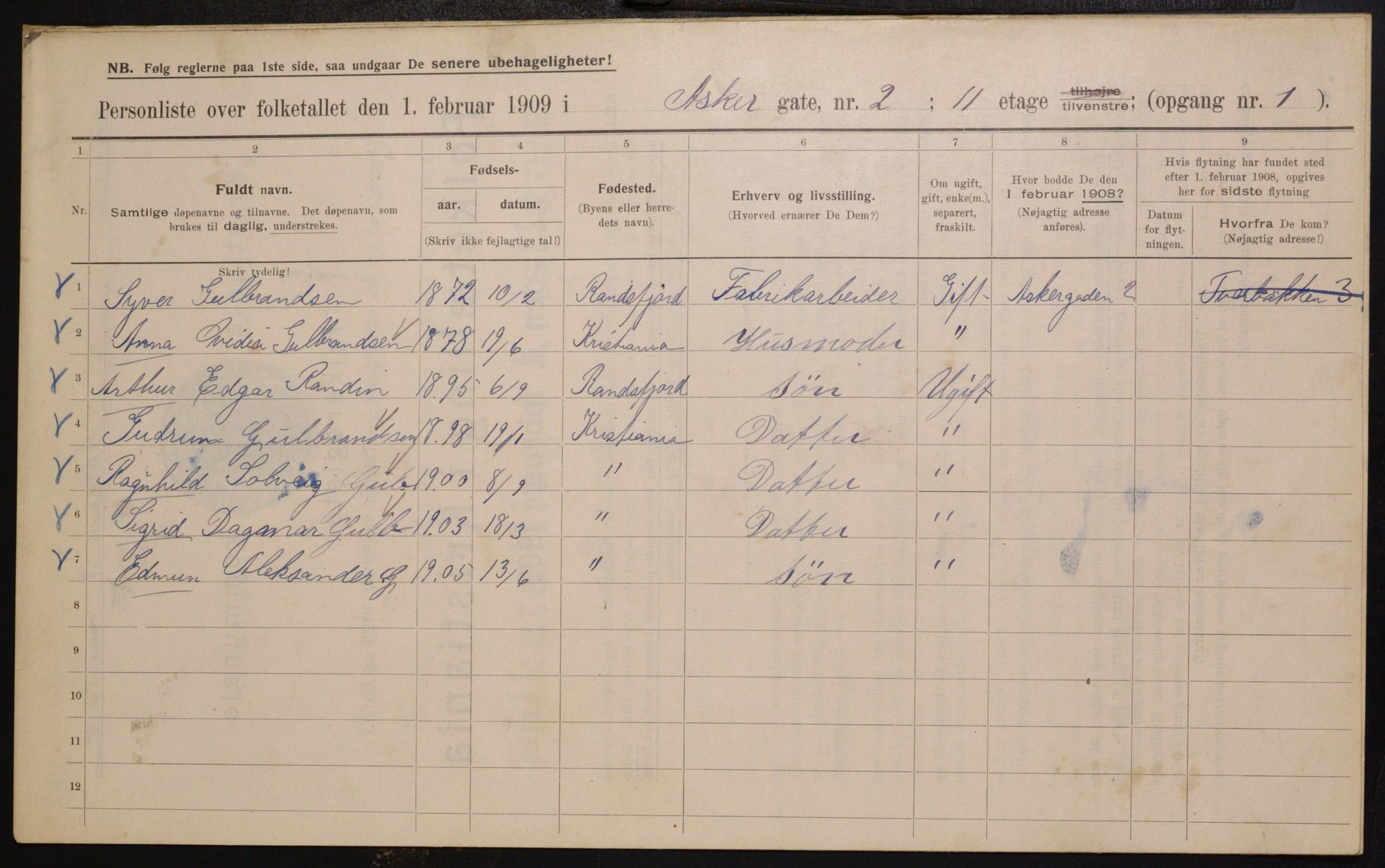 OBA, Kommunal folketelling 1.2.1909 for Kristiania kjøpstad, 1909, s. 2356
