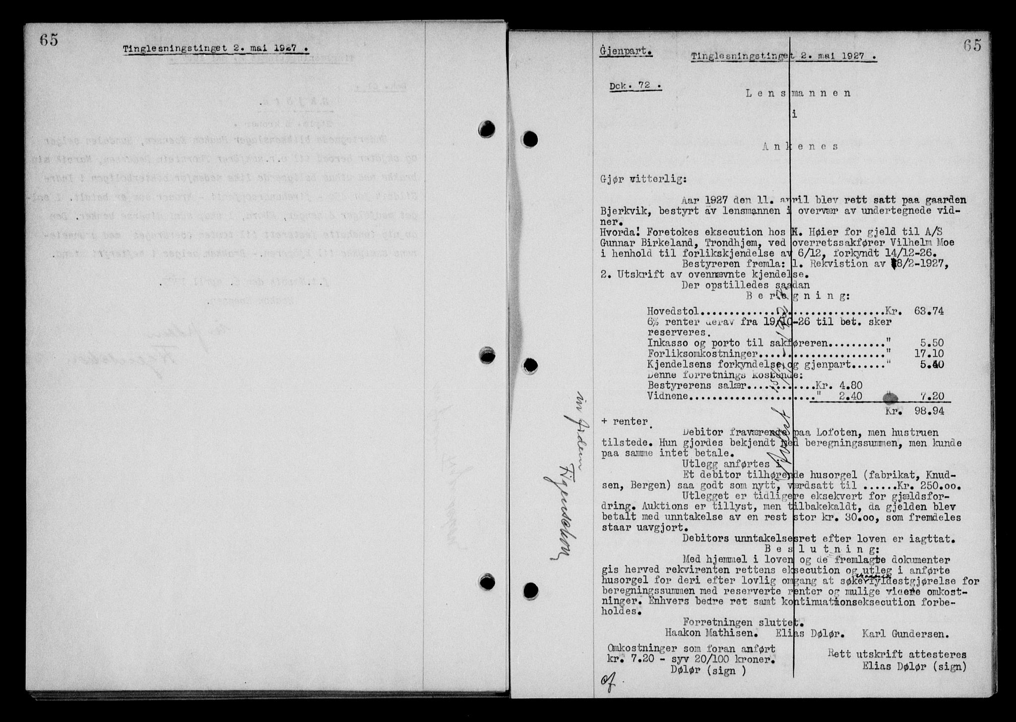 Steigen og Ofoten sorenskriveri, SAT/A-0030/1/2/2C/L0014: Pantebok nr. 13 og 15, 1926-1927, Tingl.dato: 02.05.1927