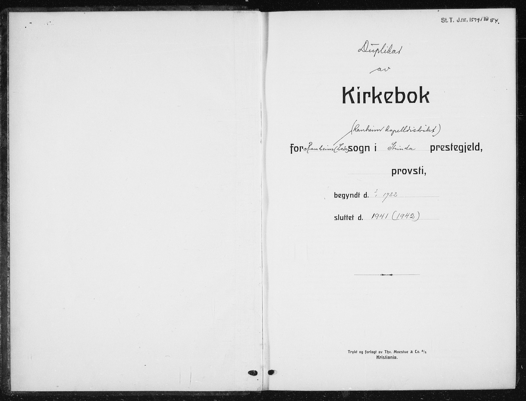 Ministerialprotokoller, klokkerbøker og fødselsregistre - Sør-Trøndelag, SAT/A-1456/615/L0401: Klokkerbok nr. 615C02, 1922-1941