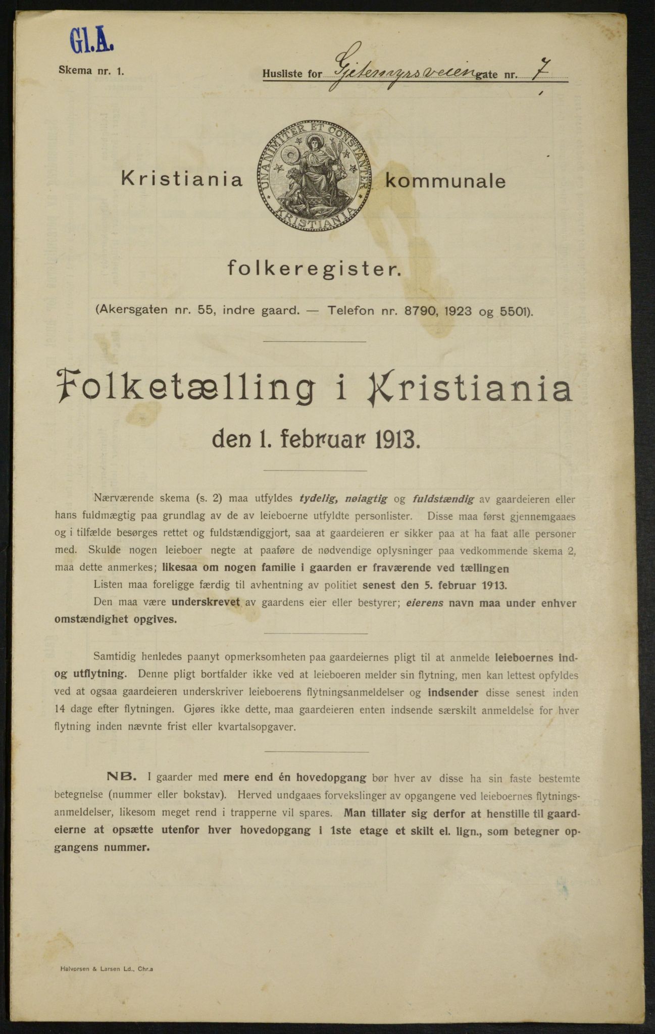 OBA, Kommunal folketelling 1.2.1913 for Kristiania, 1913, s. 28851