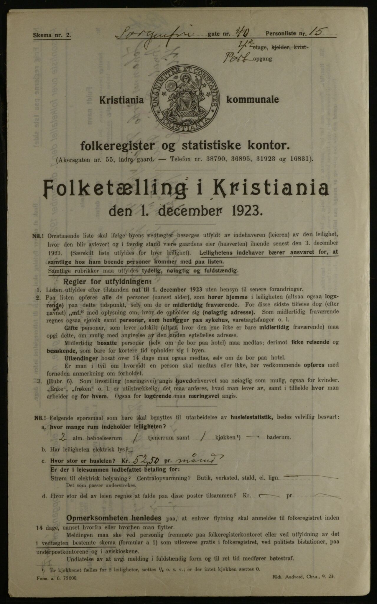 OBA, Kommunal folketelling 1.12.1923 for Kristiania, 1923, s. 110886