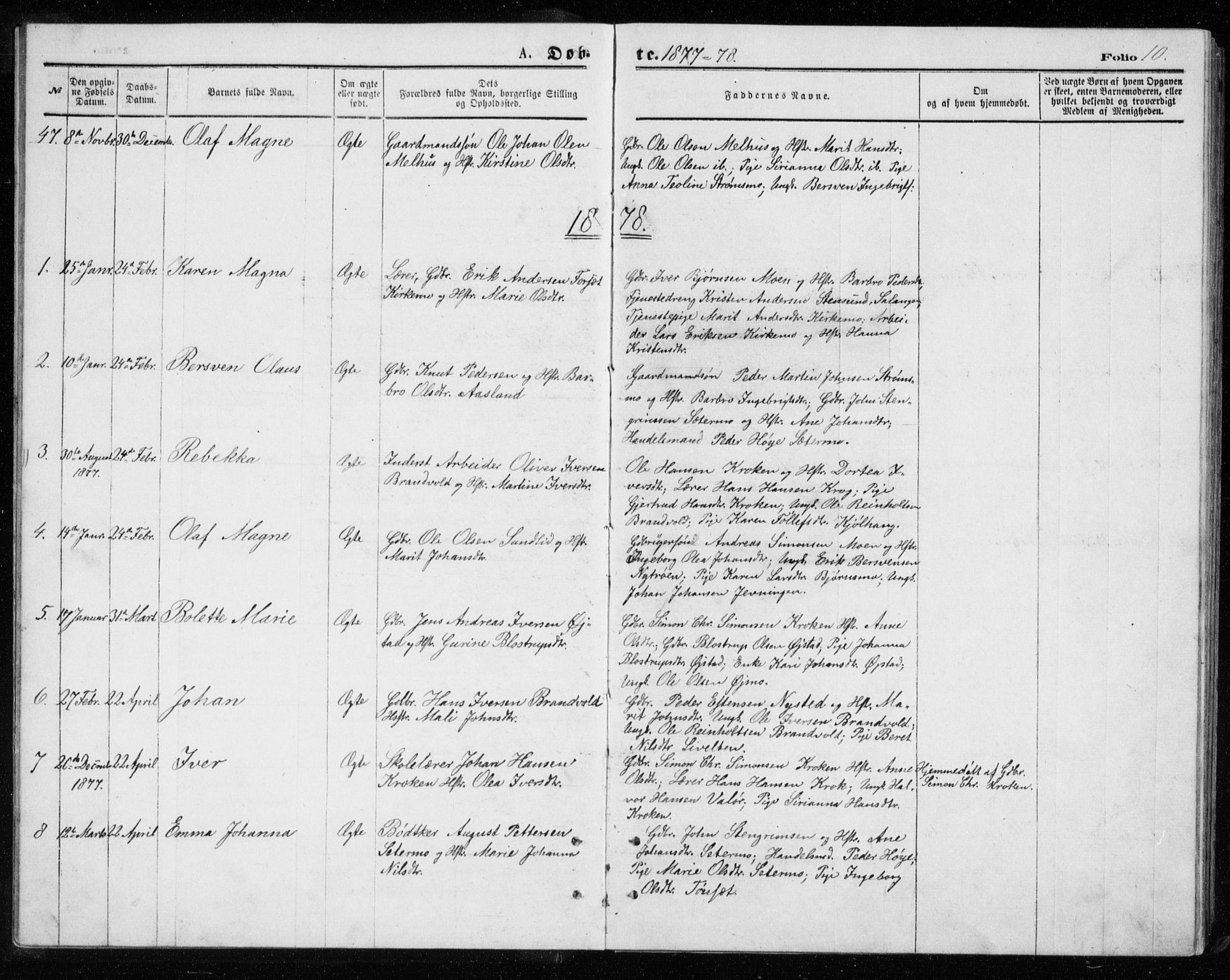 Målselv sokneprestembete, AV/SATØ-S-1311/G/Ga/Gab/L0007klokker: Klokkerbok nr. 7, 1876-1895, s. 10
