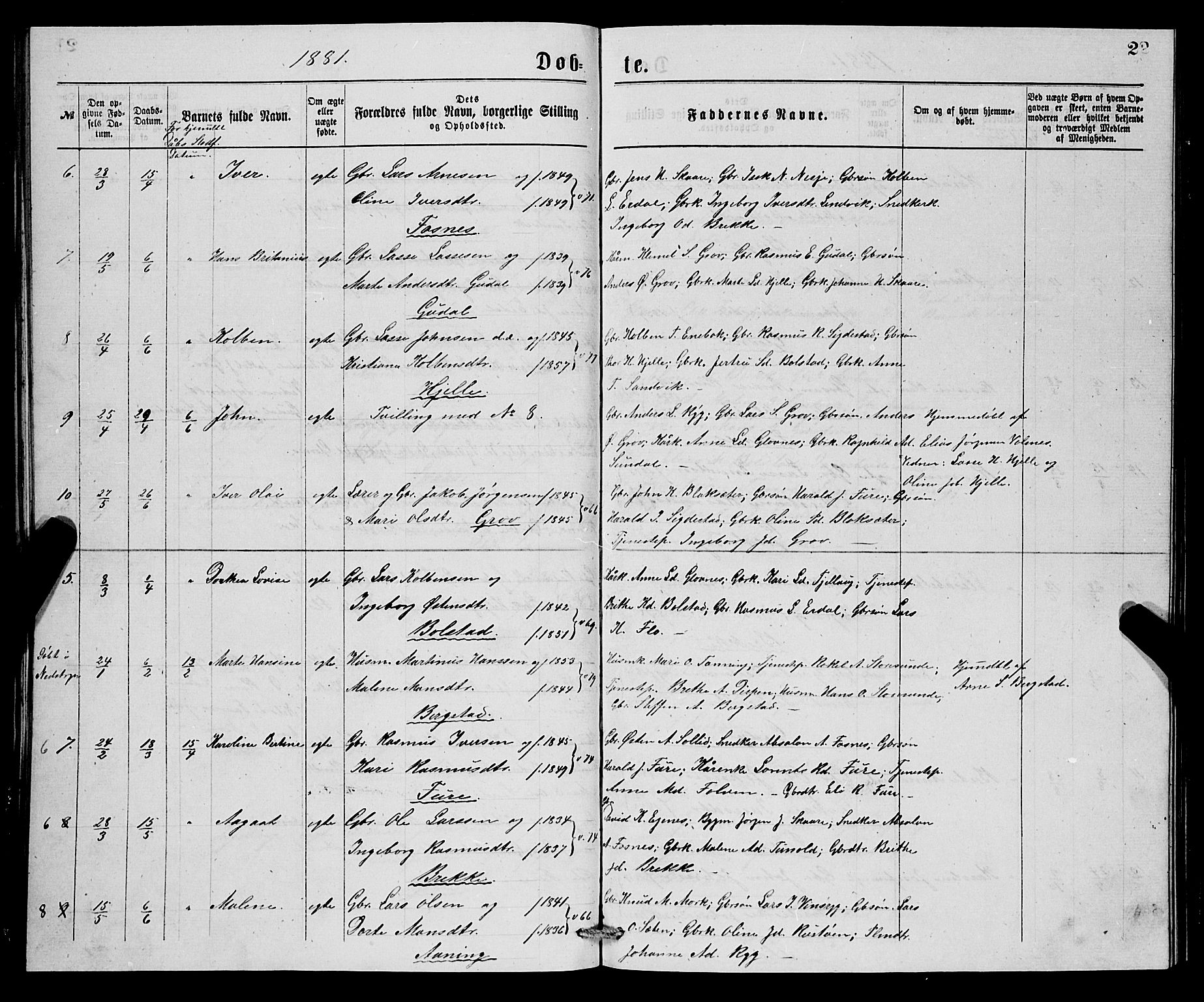 Stryn Sokneprestembete, AV/SAB-A-82501: Klokkerbok nr. C 2, 1877-1881, s. 22