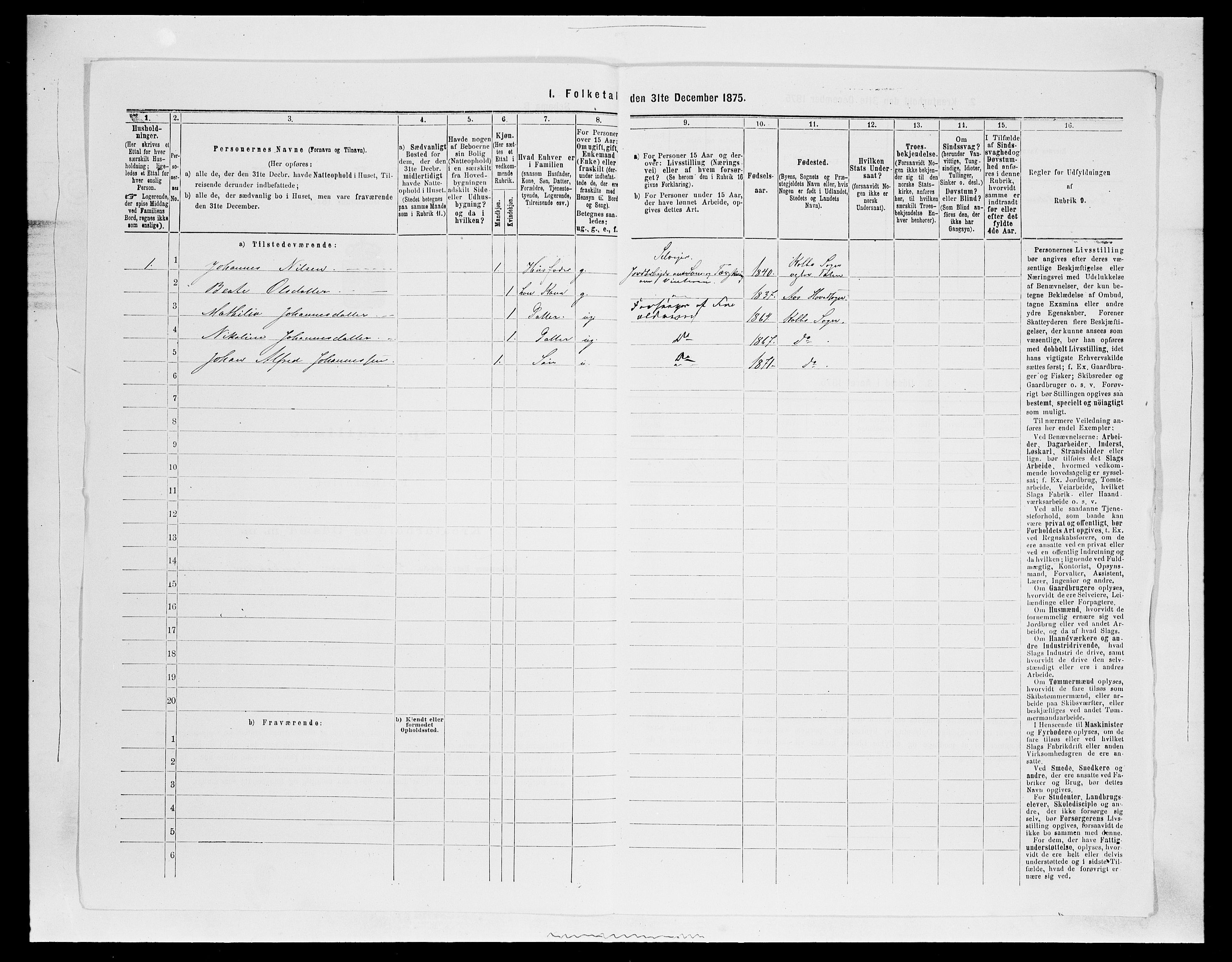 SAH, Folketelling 1875 for 0529P Vestre Toten prestegjeld, 1875, s. 2205