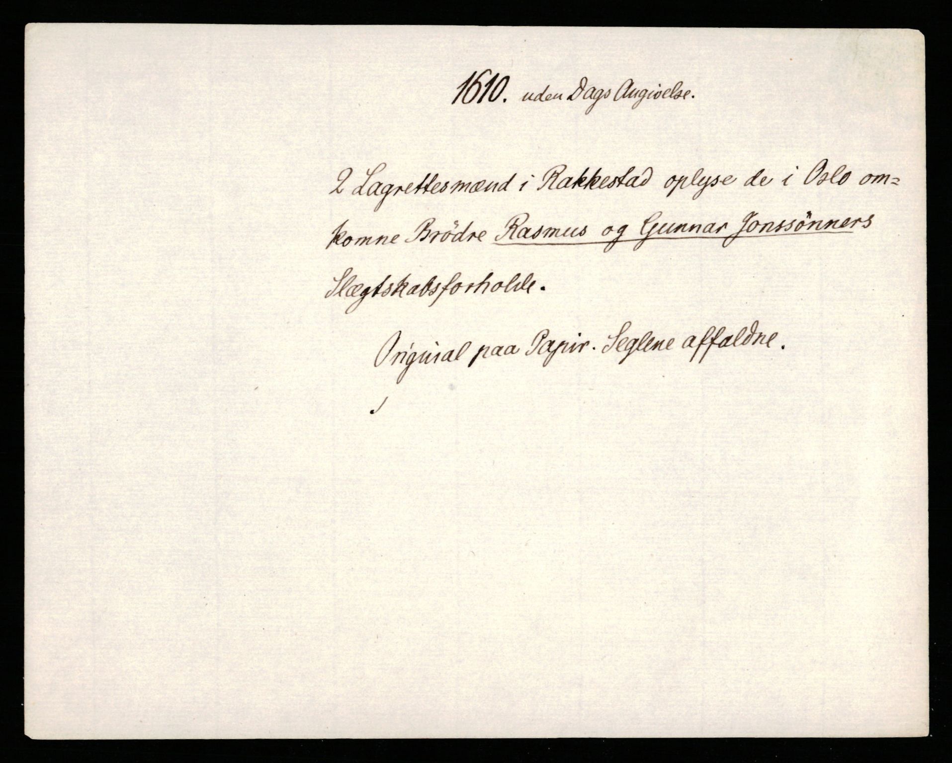 Riksarkivets diplomsamling, AV/RA-EA-5965/F35/F35b/L0005: Riksarkivets diplomer, seddelregister, 1601-1612, s. 609