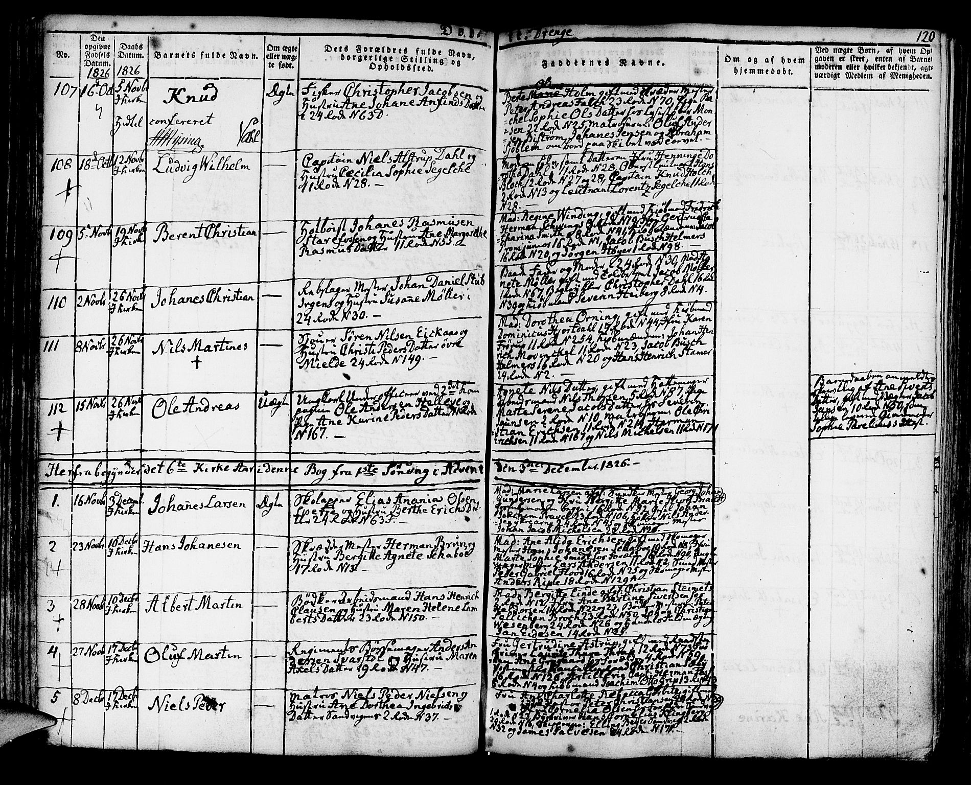 Korskirken sokneprestembete, AV/SAB-A-76101/H/Hab: Klokkerbok nr. A 3, 1821-1831, s. 120