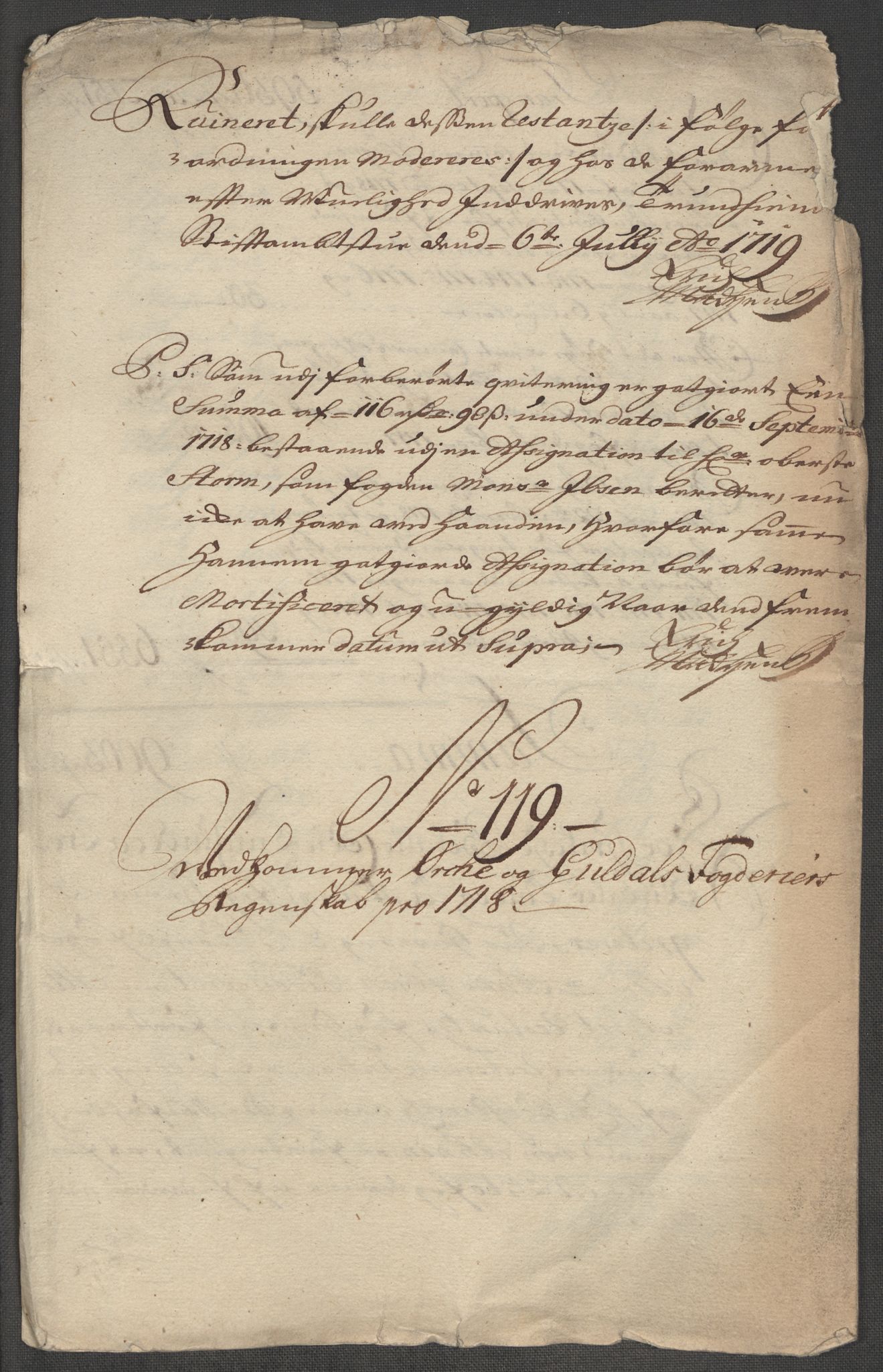 Rentekammeret inntil 1814, Reviderte regnskaper, Fogderegnskap, RA/EA-4092/R60/L3972: Fogderegnskap Orkdal og Gauldal, 1718, s. 325