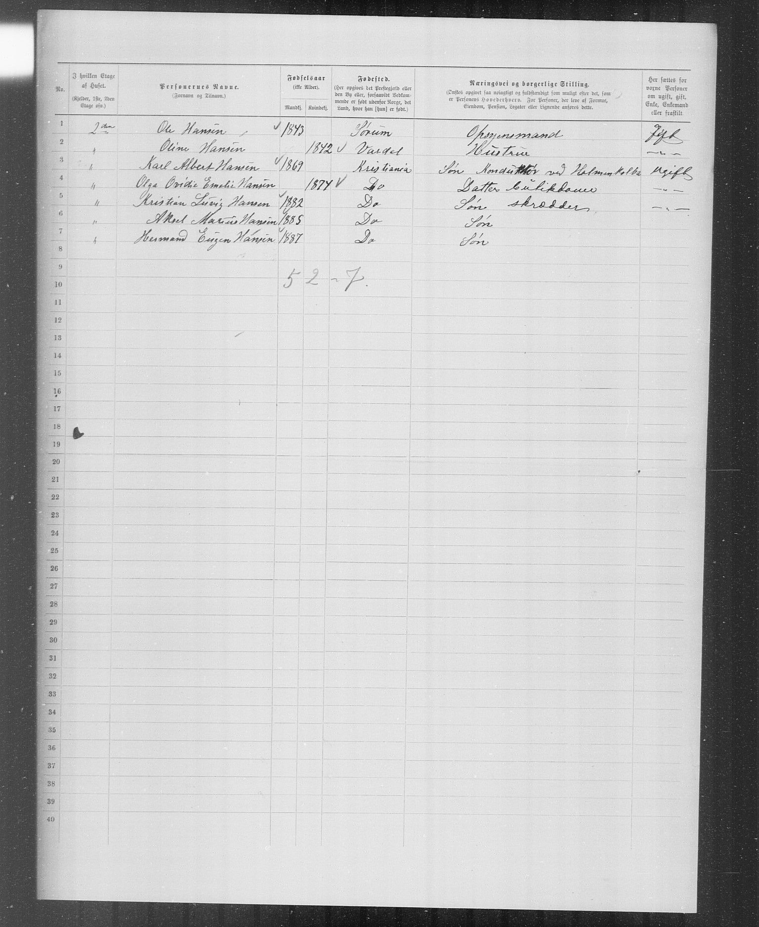 OBA, Kommunal folketelling 31.12.1899 for Kristiania kjøpstad, 1899, s. 6278