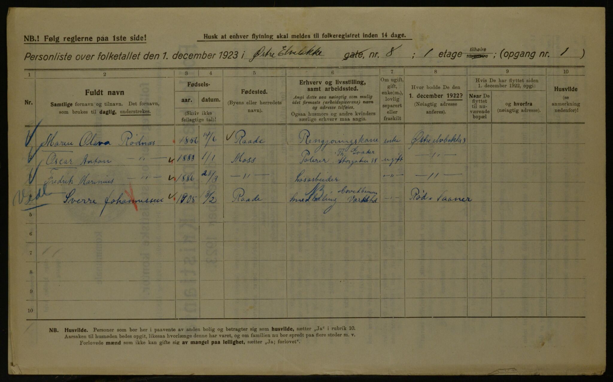 OBA, Kommunal folketelling 1.12.1923 for Kristiania, 1923, s. 142752