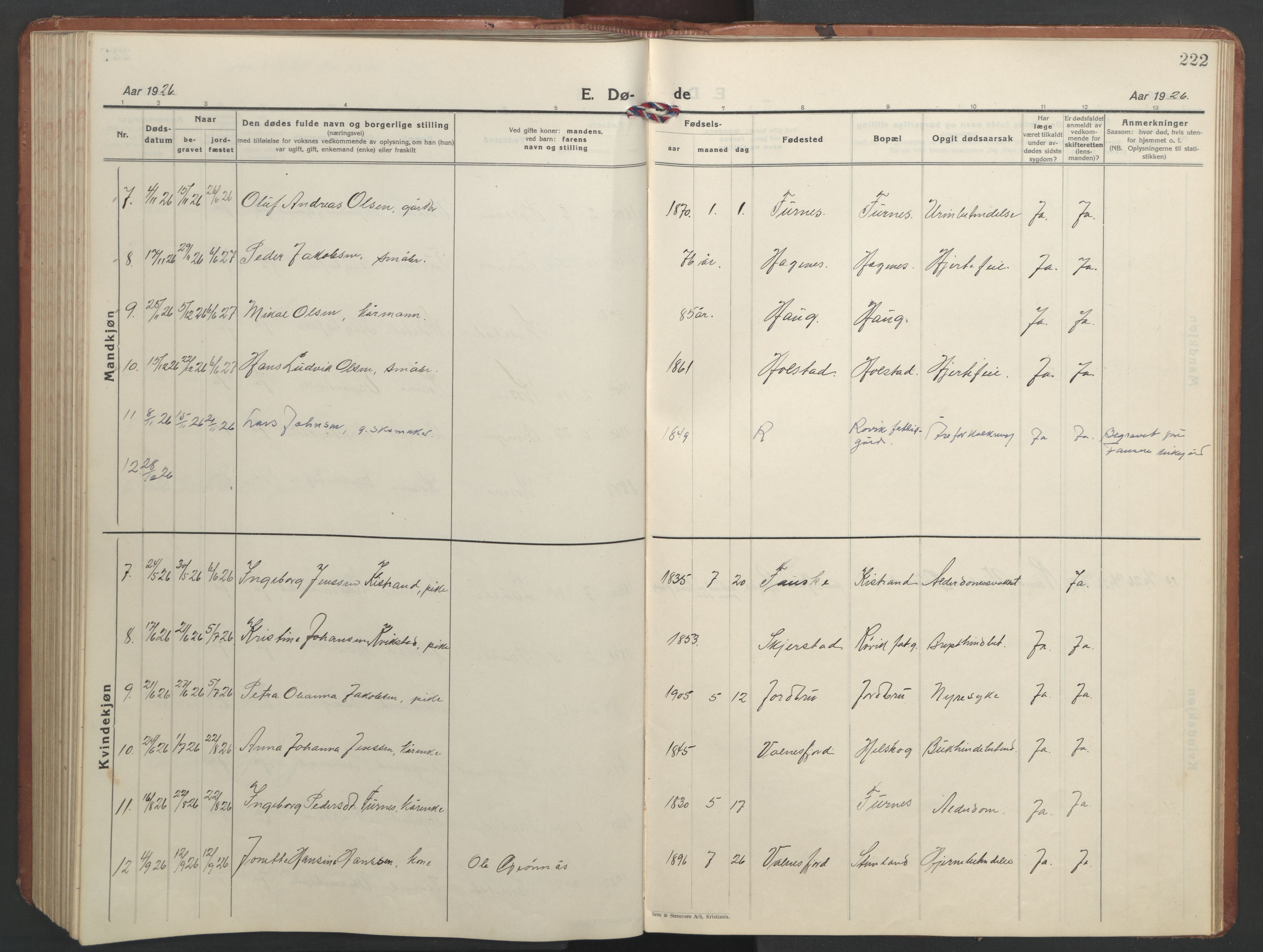 Ministerialprotokoller, klokkerbøker og fødselsregistre - Nordland, AV/SAT-A-1459/851/L0727: Klokkerbok nr. 851C02, 1925-1948, s. 222