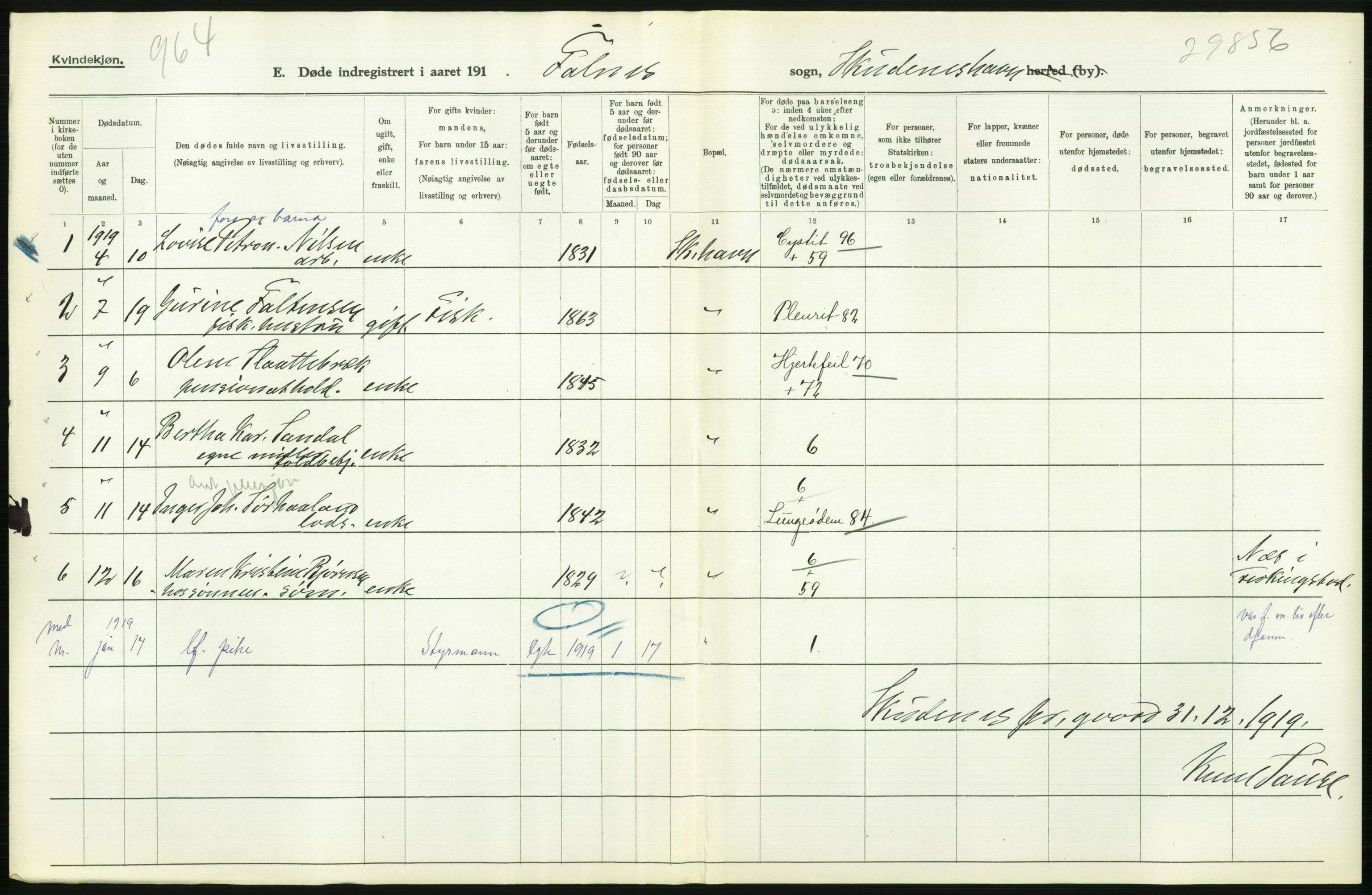 Statistisk sentralbyrå, Sosiodemografiske emner, Befolkning, RA/S-2228/D/Df/Dfb/Dfbi/L0030: Rogaland fylke: Døde. Bygder og byer., 1919, s. 560