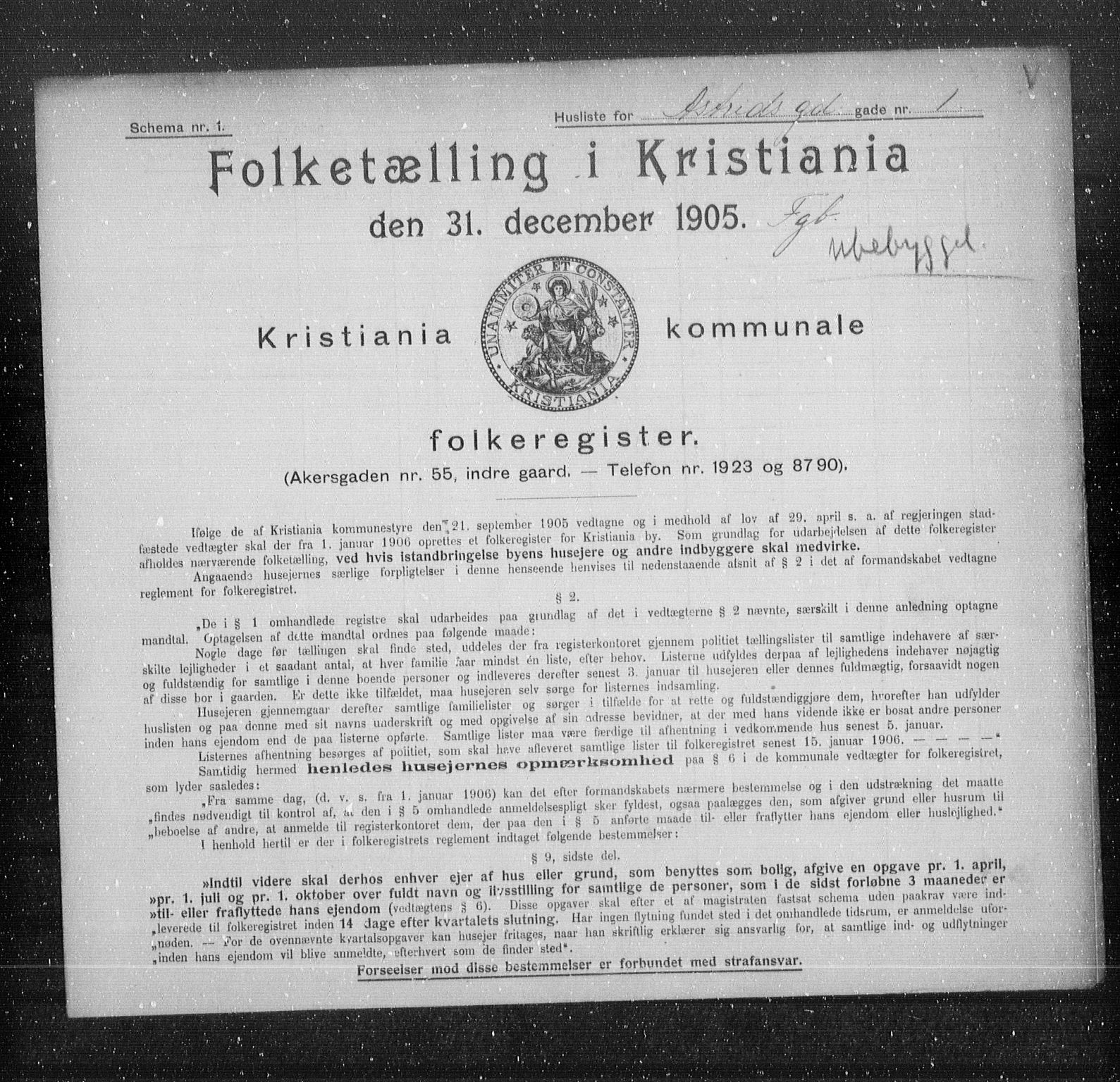OBA, Kommunal folketelling 31.12.1905 for Kristiania kjøpstad, 1905, s. 1299