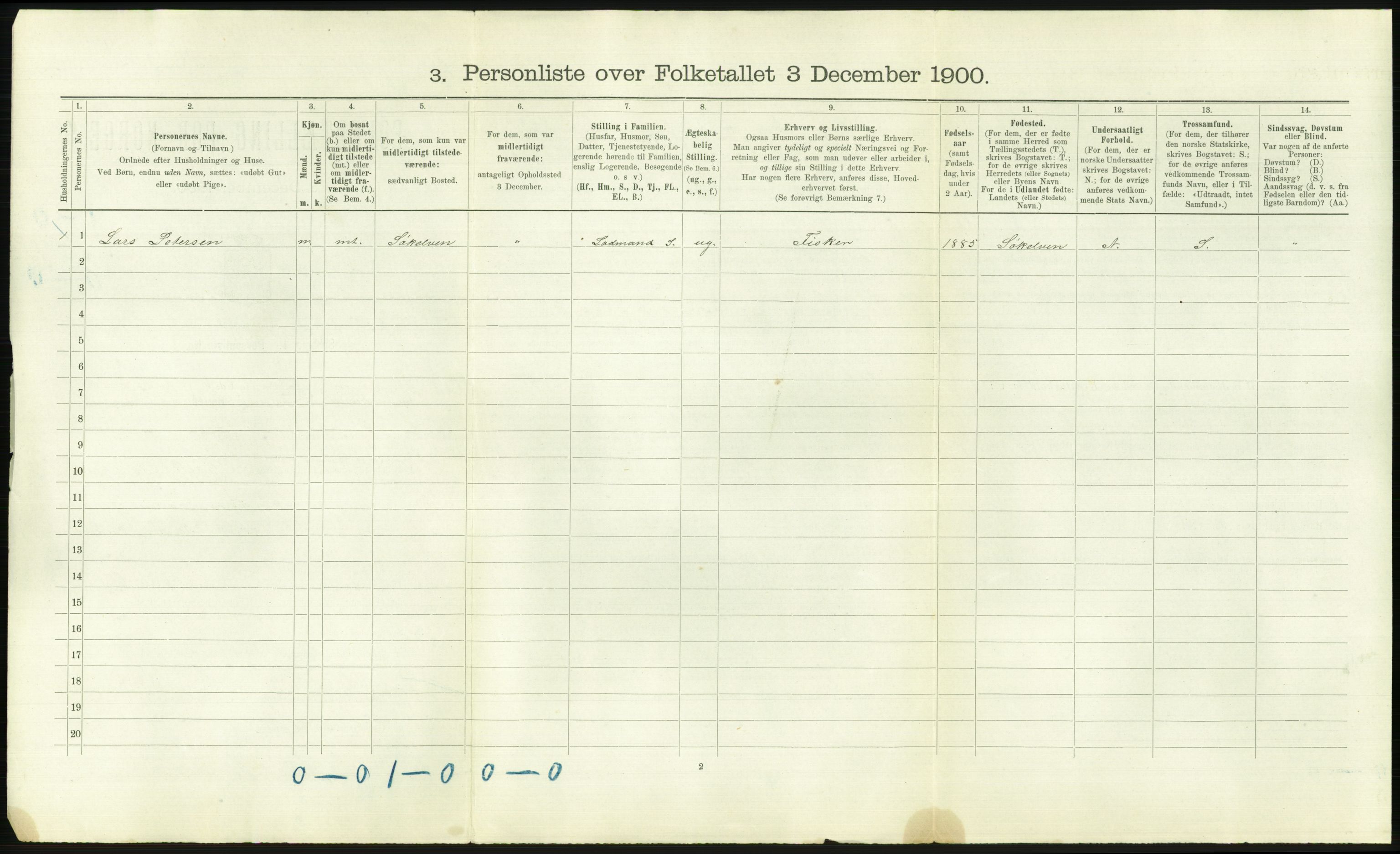 RA, Folketelling 1900 - skipslister med personlister for skip i norske havner, utenlandske havner og til havs, 1900, s. 2926