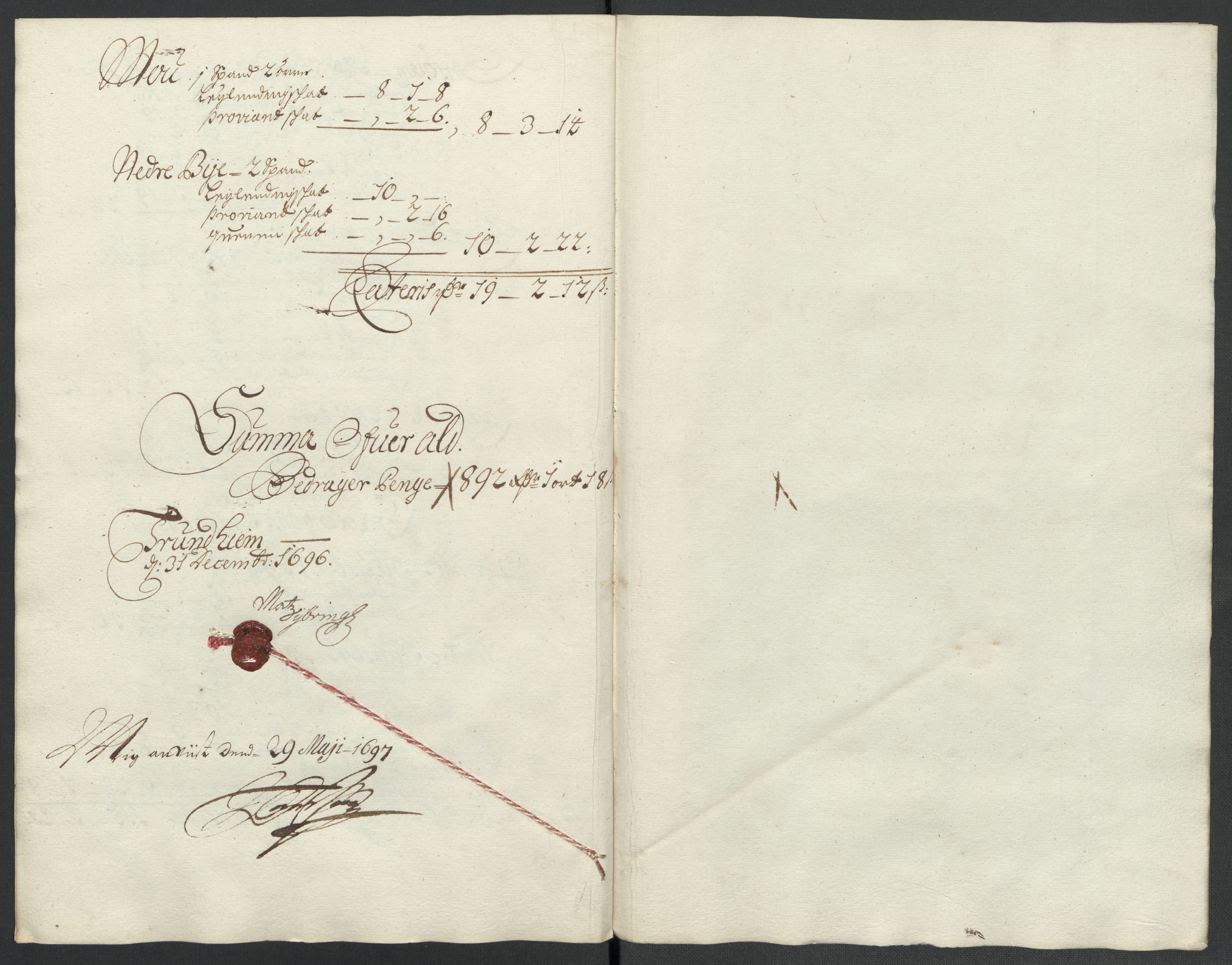 Rentekammeret inntil 1814, Reviderte regnskaper, Fogderegnskap, AV/RA-EA-4092/R61/L4106: Fogderegnskap Strinda og Selbu, 1696-1697, s. 118