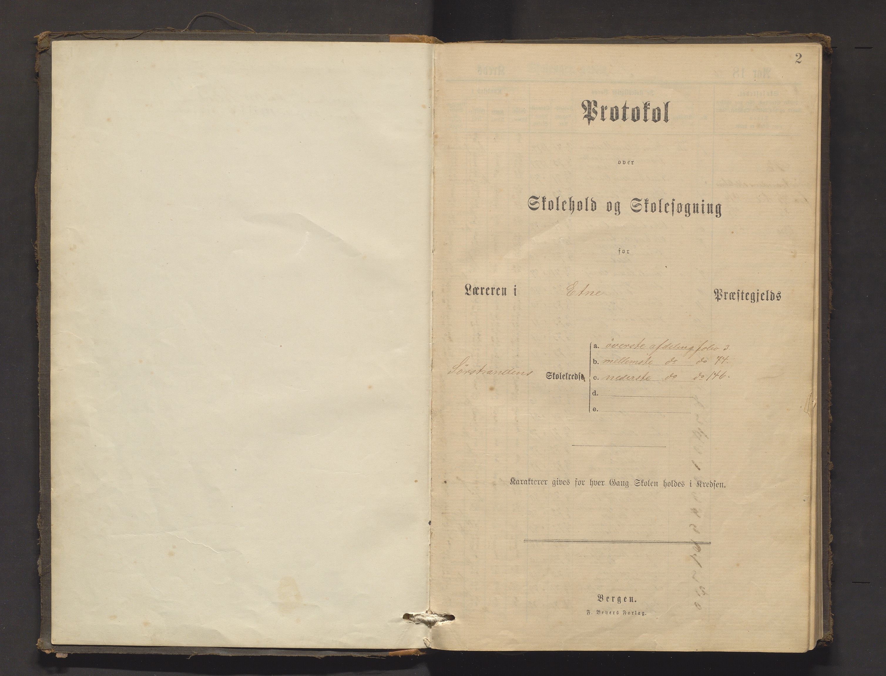 Etne kommune. Barneskulane, IKAH/1211-231/F/Fd/L0001: Skuleprotokoll for Sørstranden skule, 1886-1901